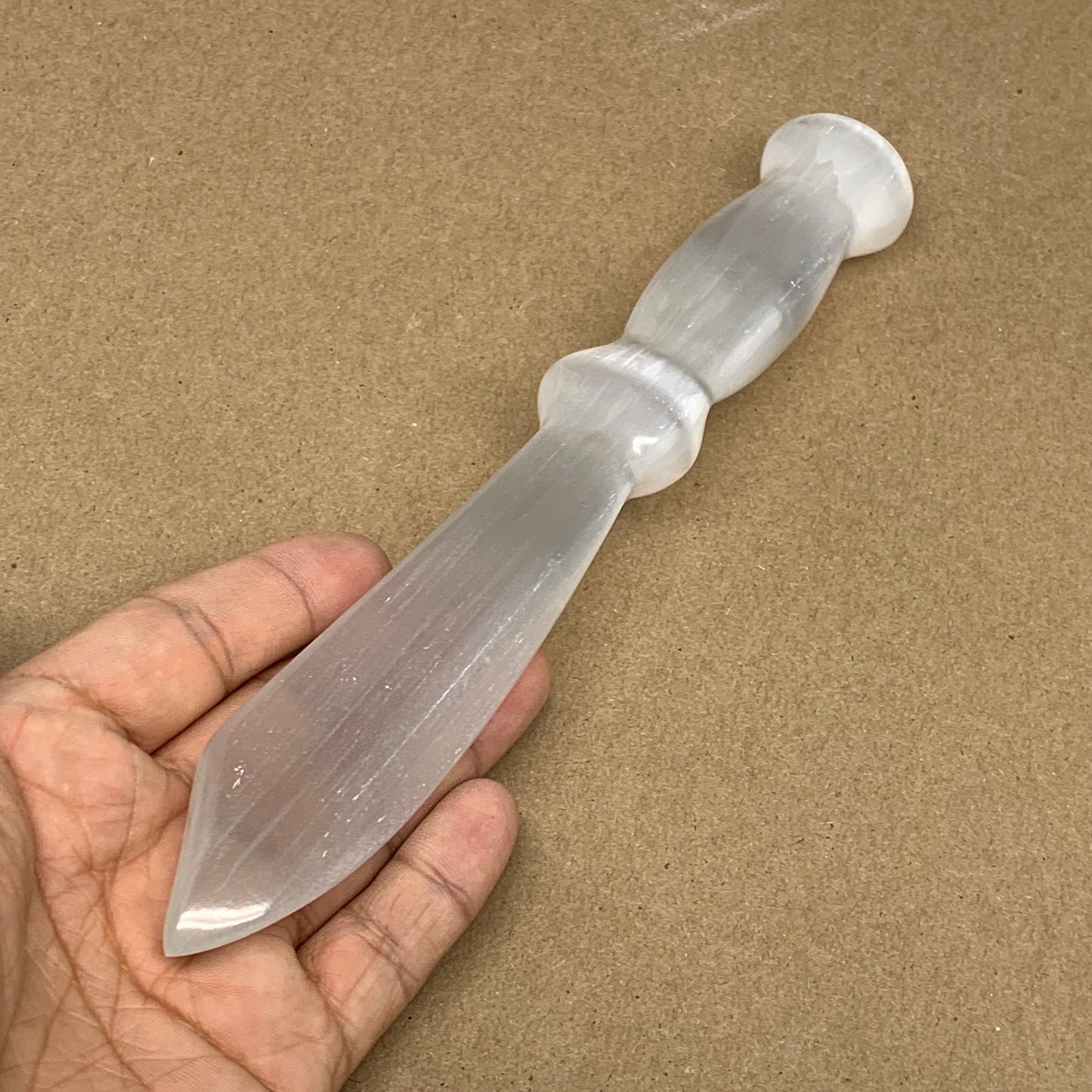 153.8g,8.3"x1.1"x0.8"Natural Selenite Crystal Knife (Satin Spar) @Morocco,B9181