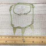 12.7g,2mm-29mm, Small Green Serpentine Arrowhead Beaded Necklace,19",NPH252