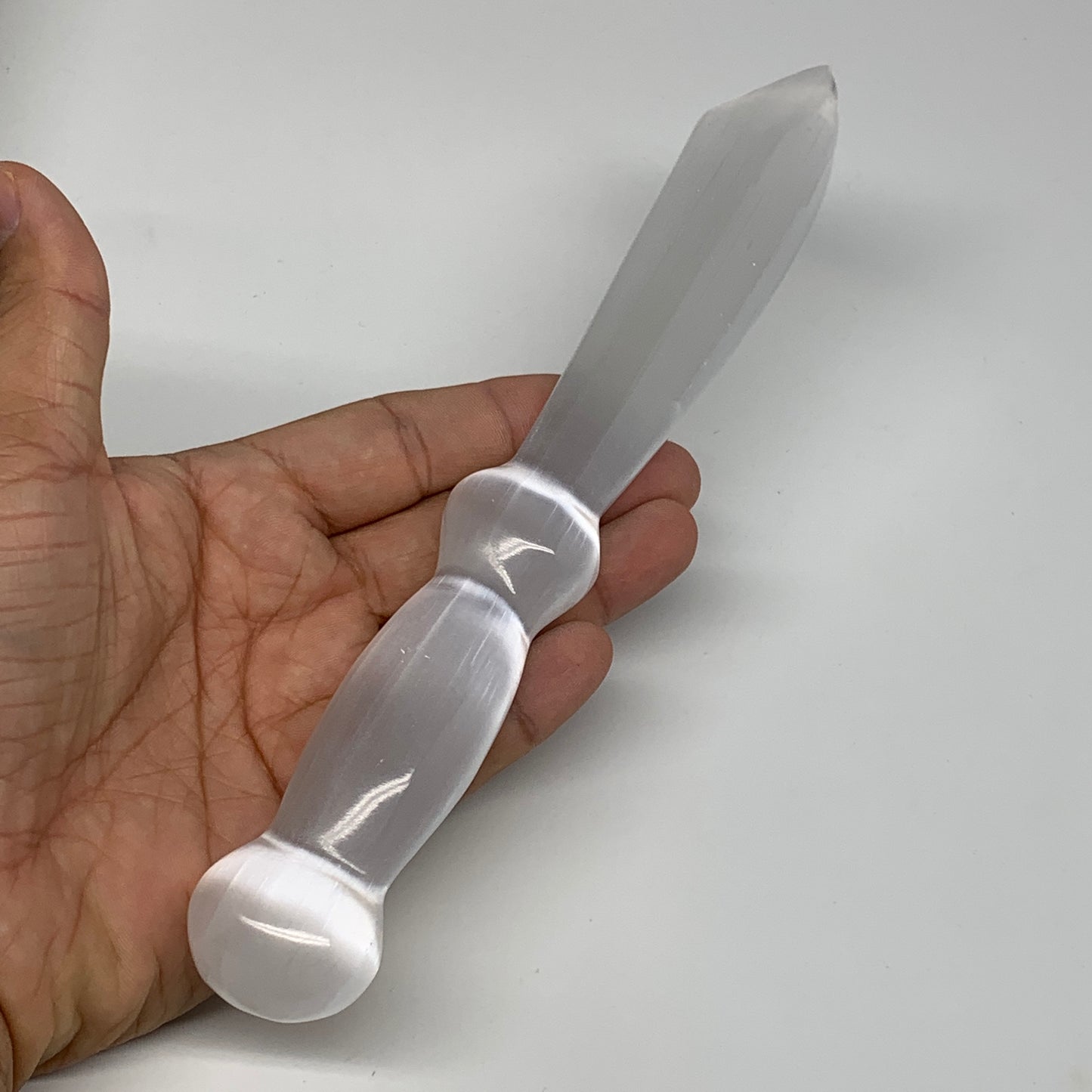 153.8g,8.3"x1.1"x0.8"Natural Selenite Crystal Knife (Satin Spar) @Morocco,B9181