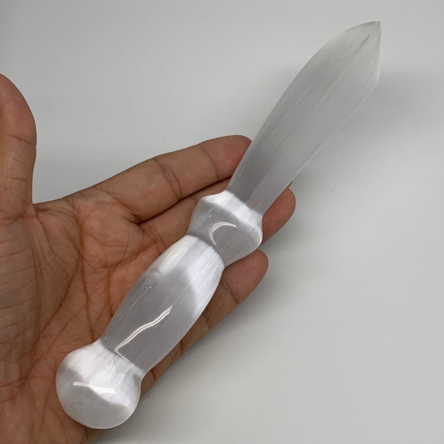 153.8g,8.3"x1.1"x0.8"Natural Selenite Crystal Knife (Satin Spar) @Morocco,B9181