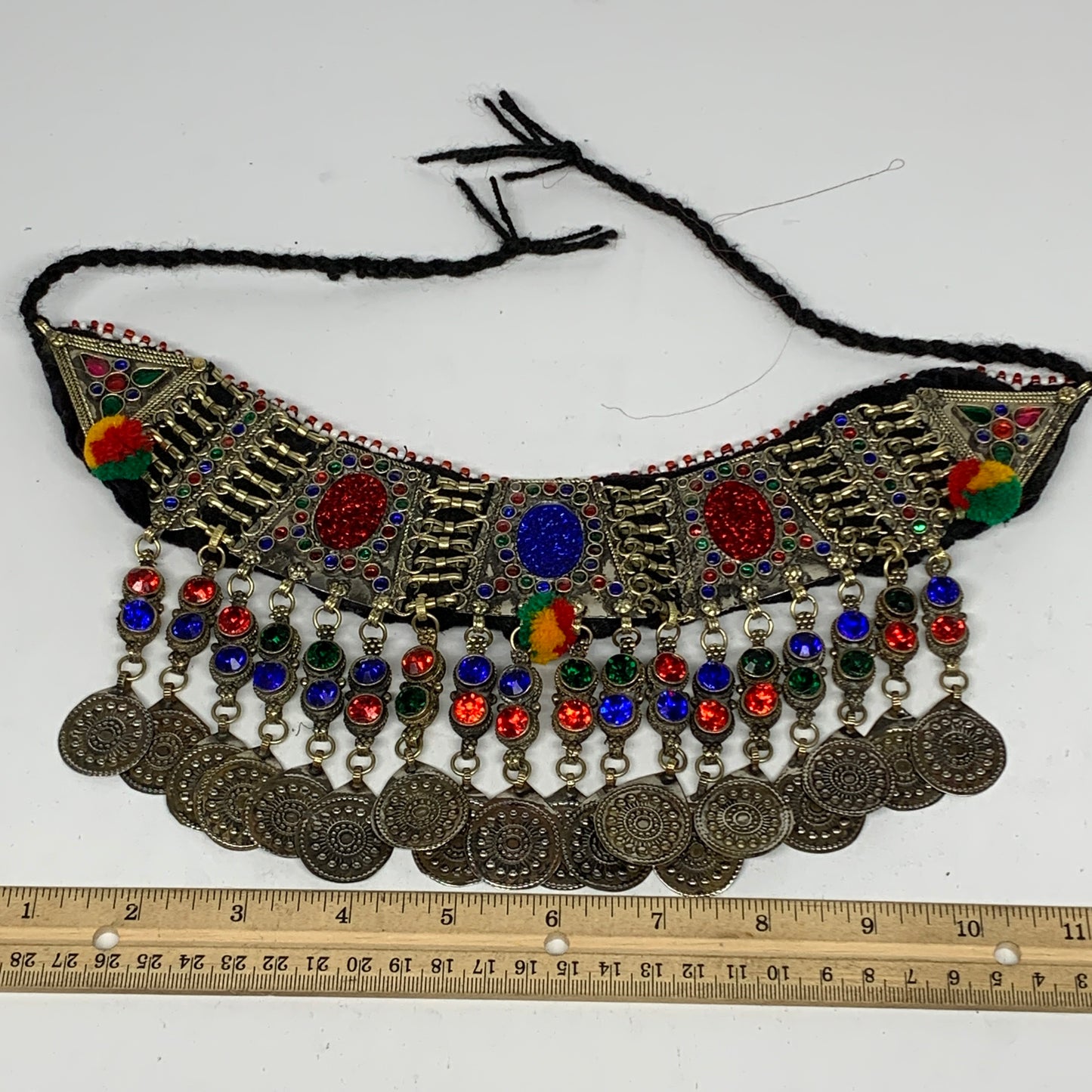 245g, 12"x4.75"Kuchi Choker Necklace Multi-Color Tribal Gypsy Bohemian,B14069