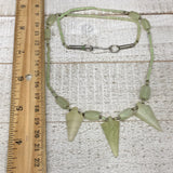 13.8g,2mm-29mm, Small Green Serpentine Arrowhead Beaded Necklace,19",NPH253