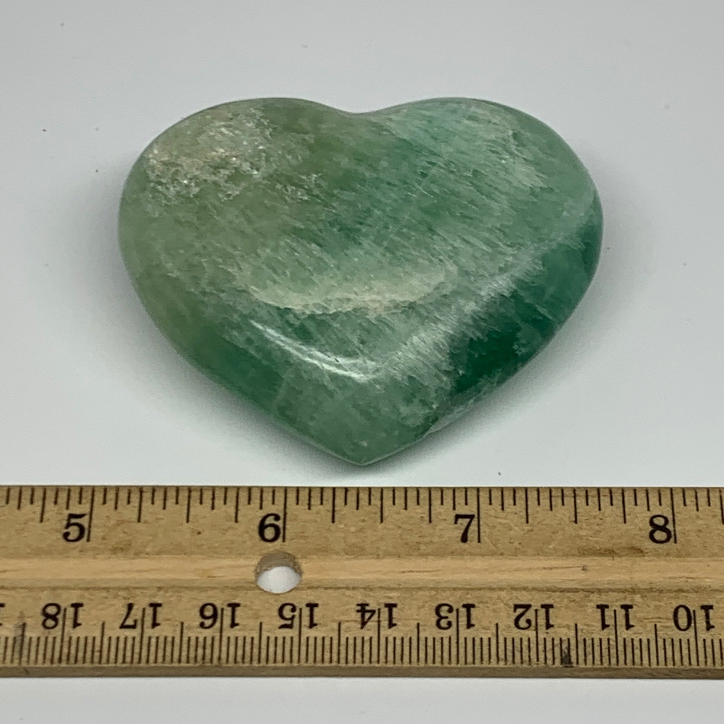 150.8g, 2.1" x 2.6" x 1" Fluorite Heart Healing Crystal @Madagascar, B17370