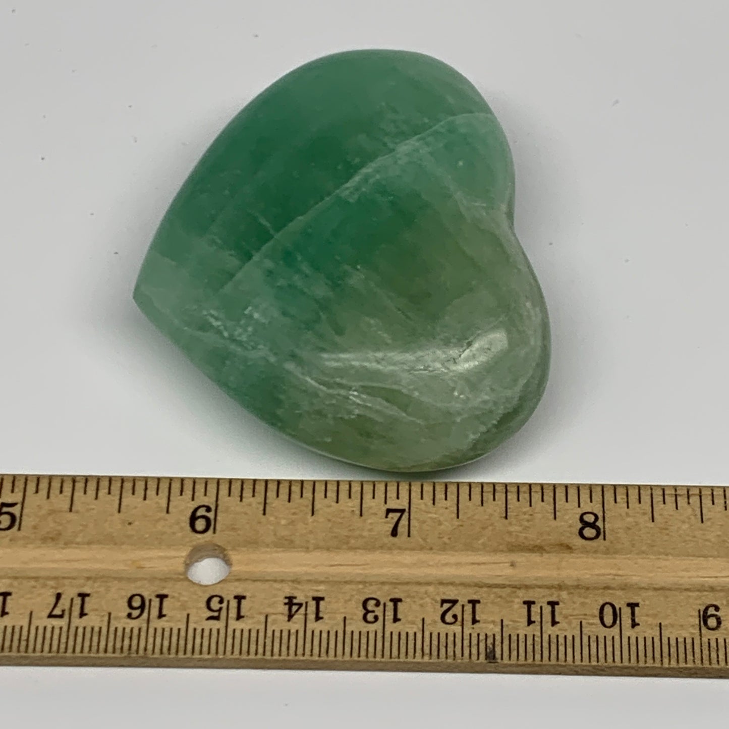 150.8g, 2.1" x 2.6" x 1" Fluorite Heart Healing Crystal @Madagascar, B17370