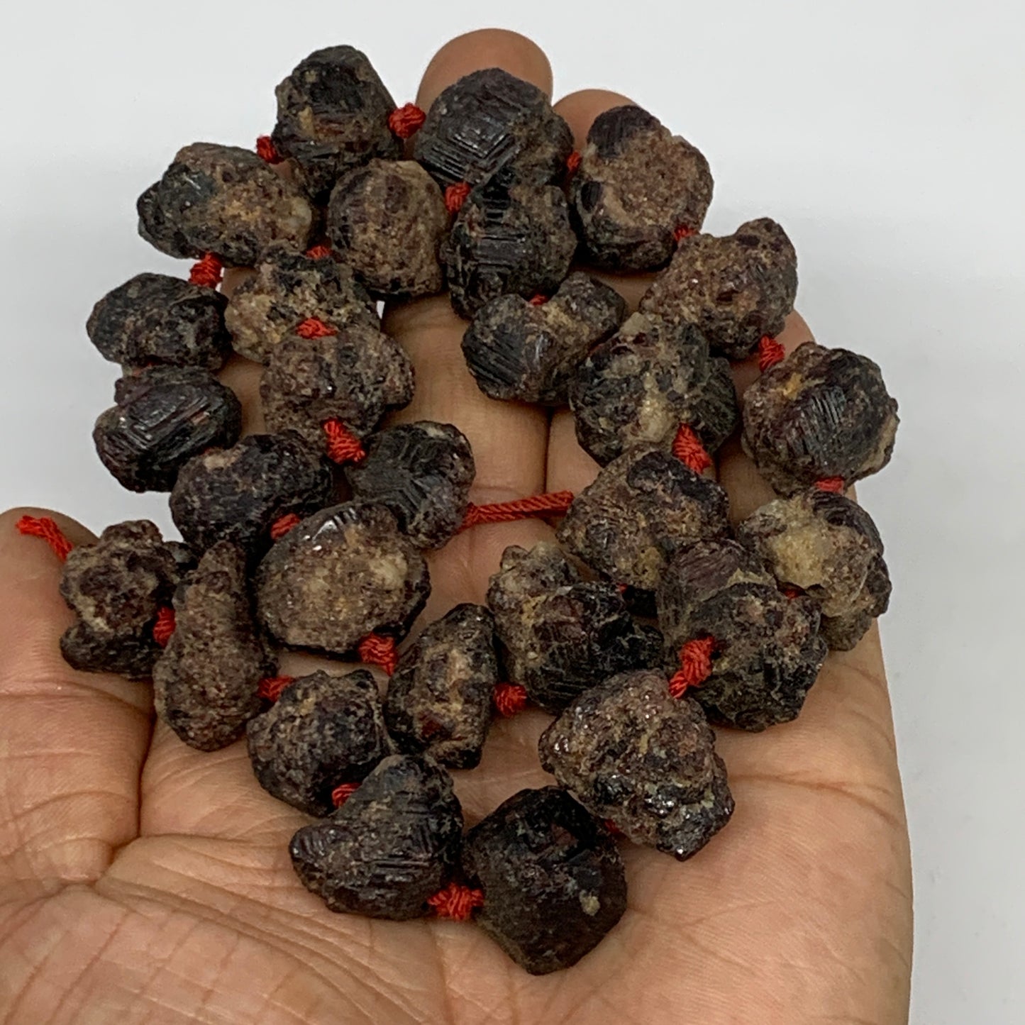 180g, 15-22mm, 28 Beads,Natural Rough Red Garnet Beads Strand Chips Chunk,B13170