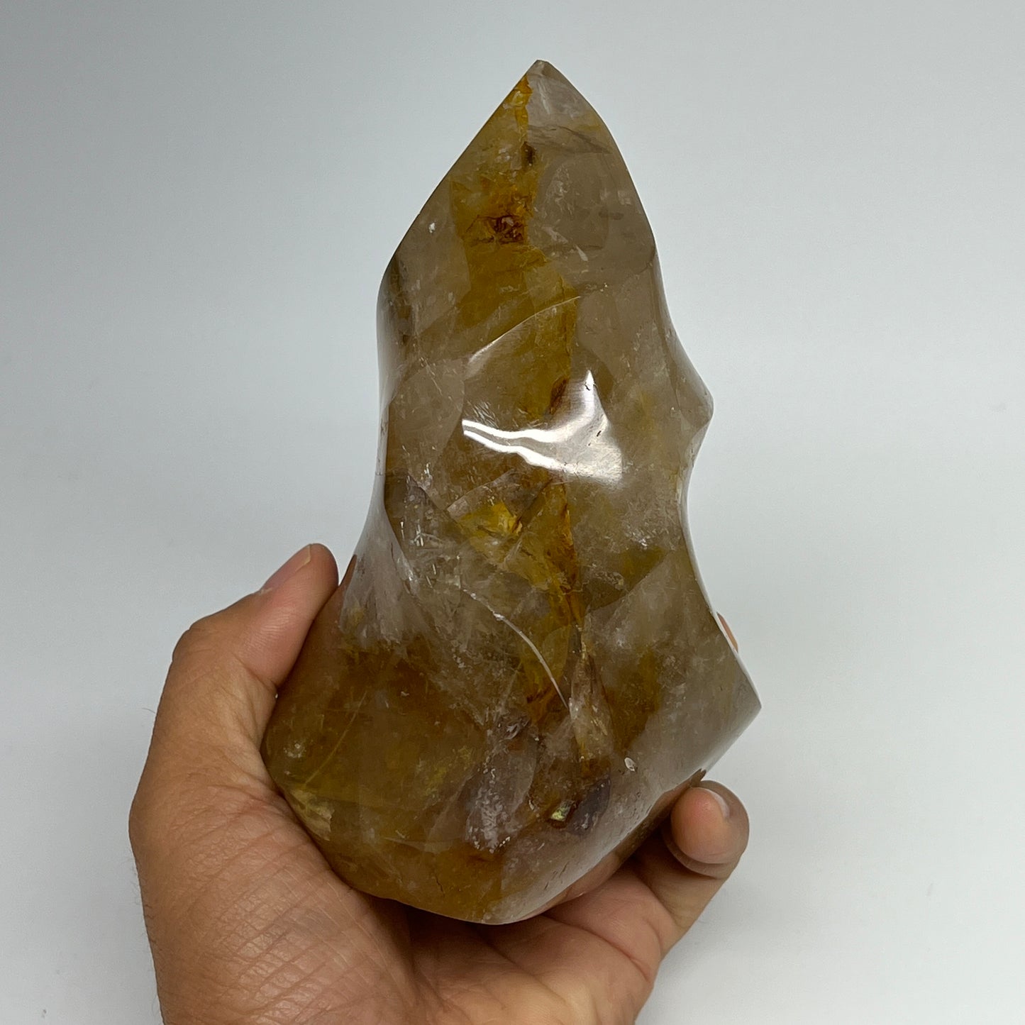 1010g,5.7"x3.4"x3.2" Red Hematoid Quartz Flame Crystal @Madagascar, B19549