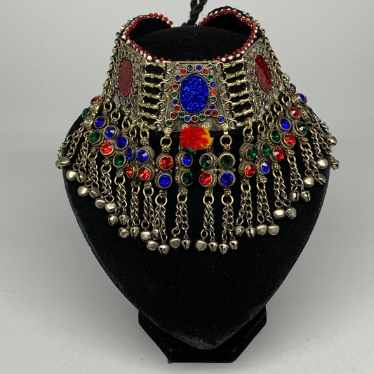 255g, 12"x4.5"Kuchi Choker Necklace Multi-Color Tribal Gypsy Bohemian,B14072