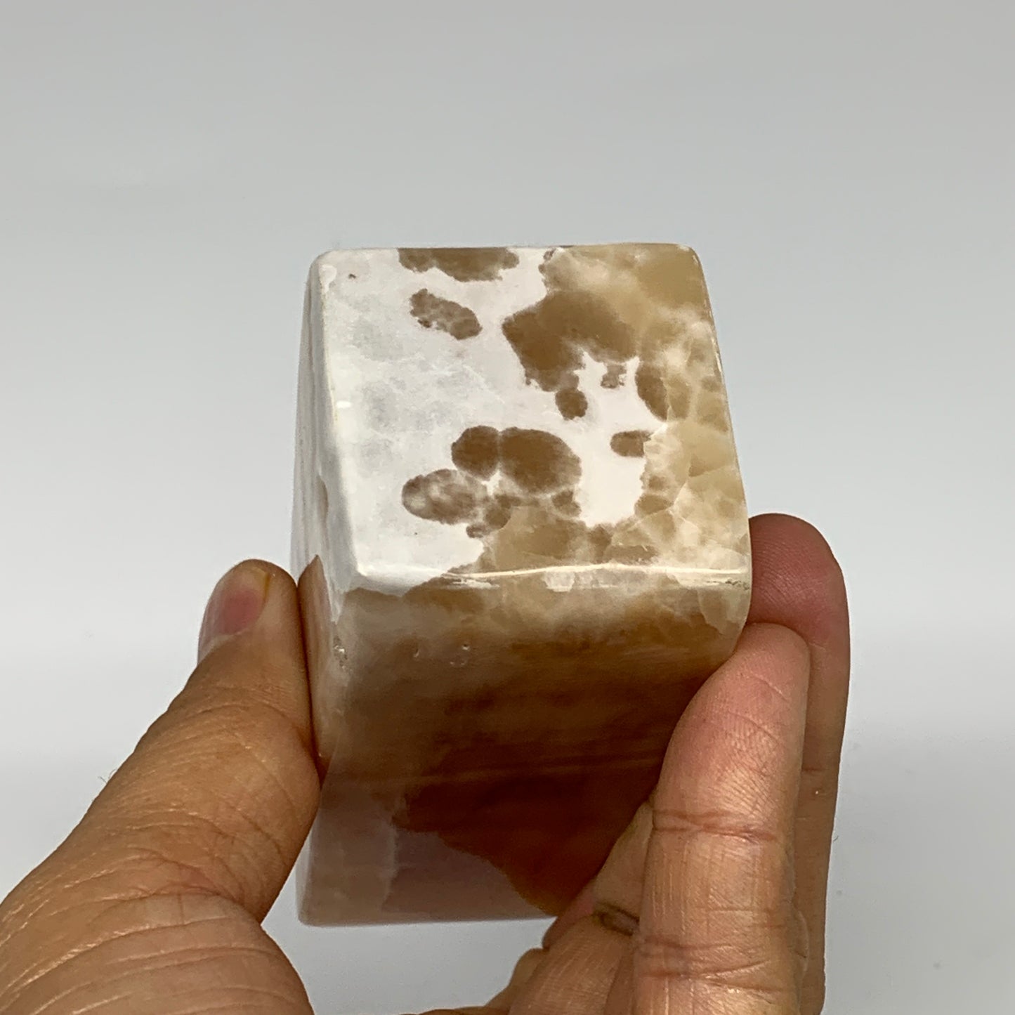 359g, 4"x1.6"x1.6", Honey Calcite Point Tower Obelisk Crystal @Pakistan, B25304