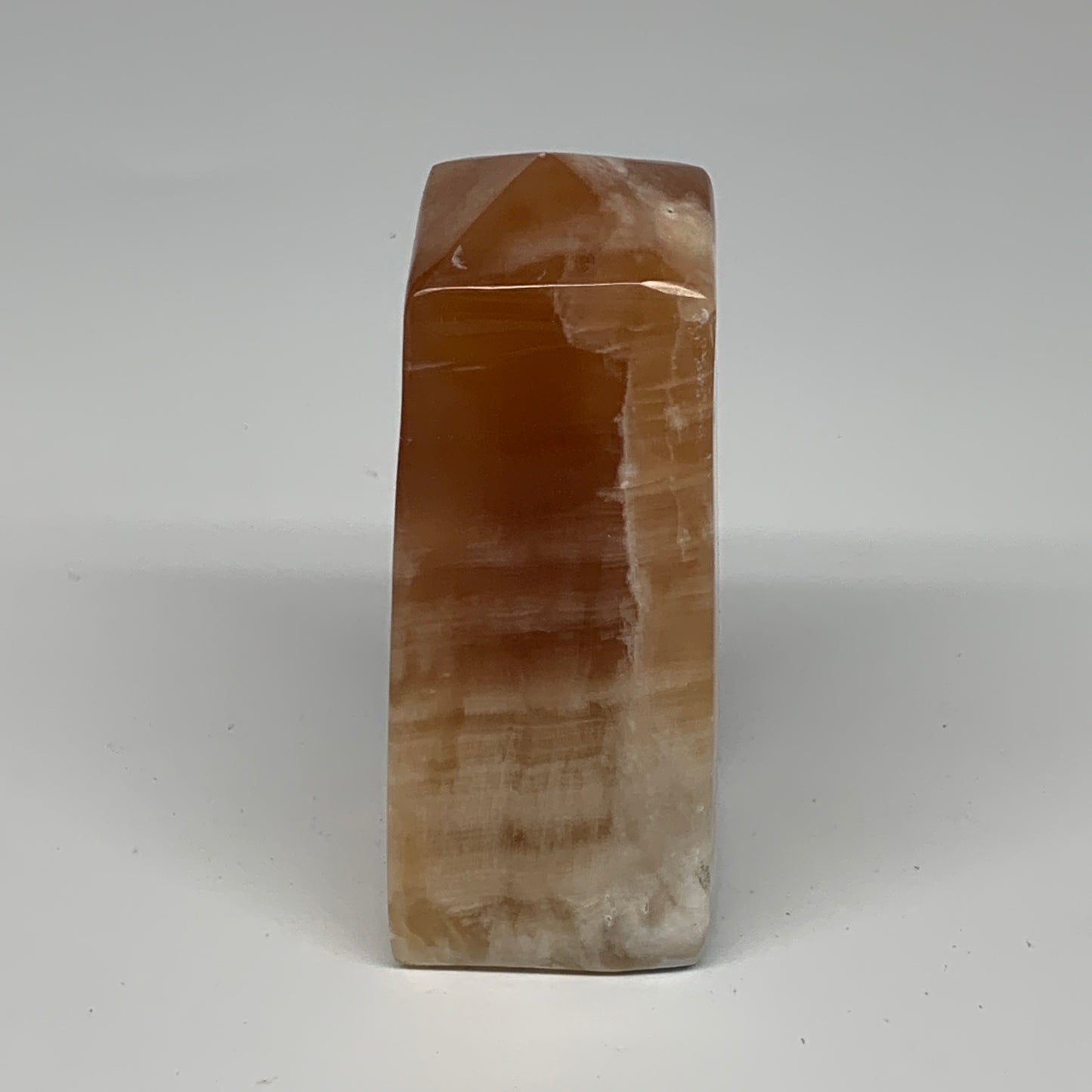 359g, 4"x1.6"x1.6", Honey Calcite Point Tower Obelisk Crystal @Pakistan, B25304