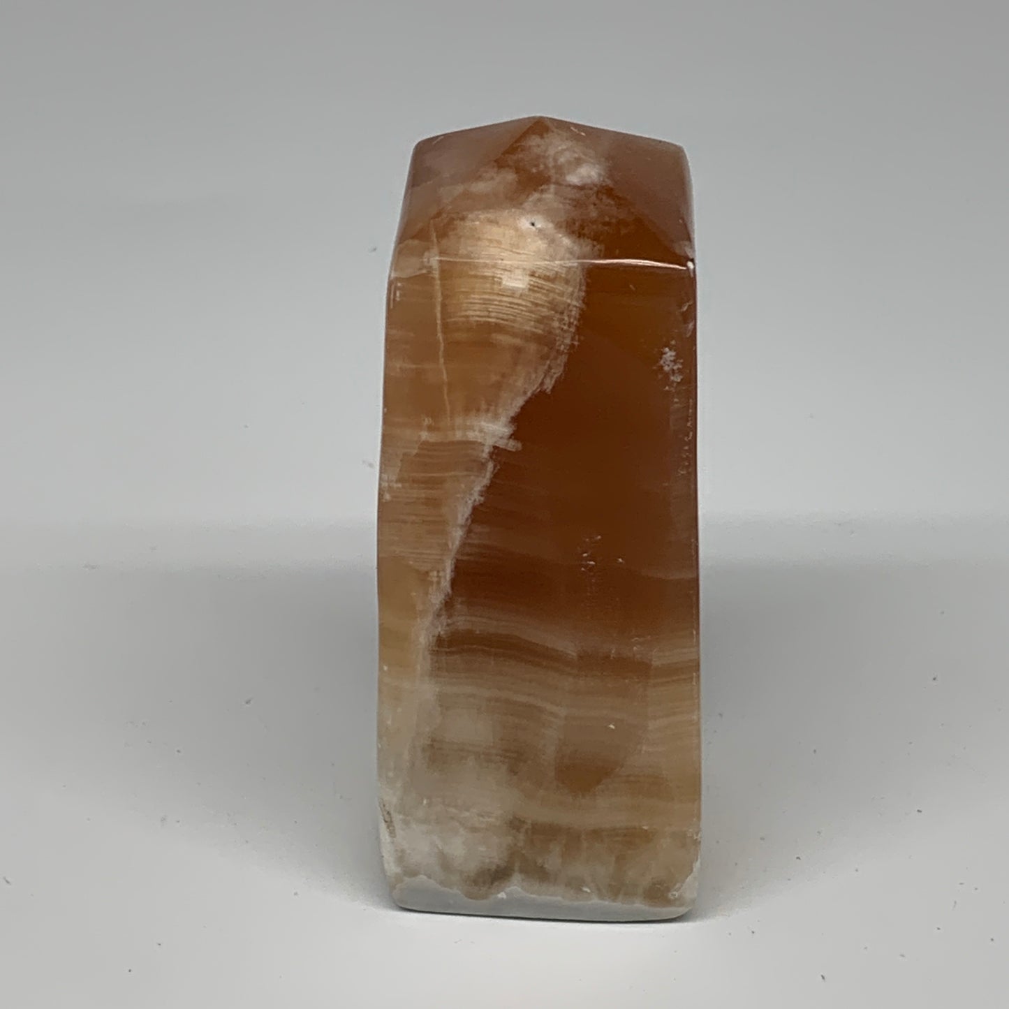 359g, 4"x1.6"x1.6", Honey Calcite Point Tower Obelisk Crystal @Pakistan, B25304