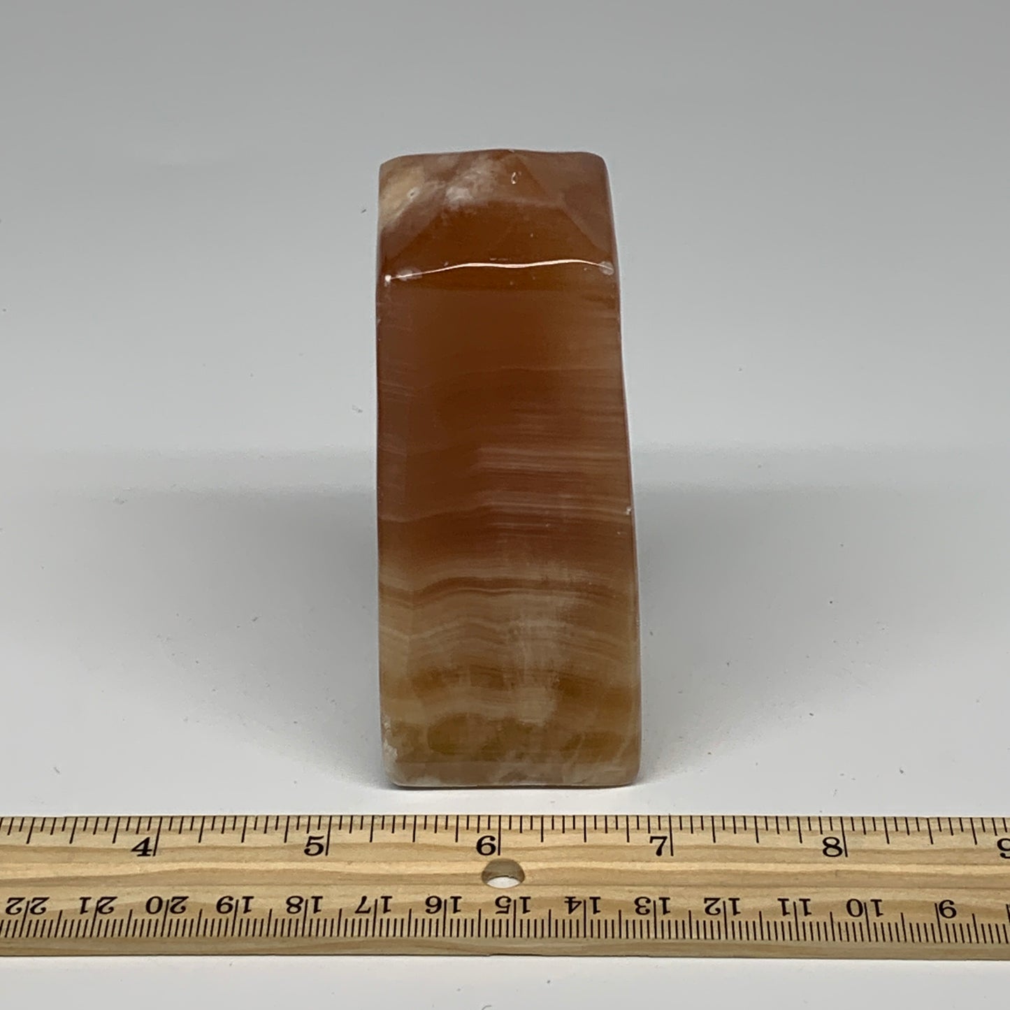 359g, 4"x1.6"x1.6", Honey Calcite Point Tower Obelisk Crystal @Pakistan, B25304
