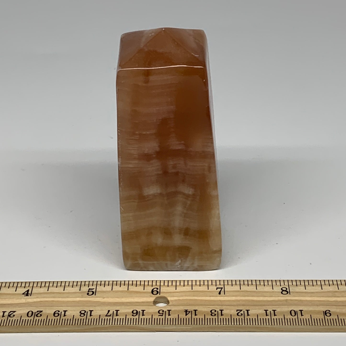 359g, 4"x1.6"x1.6", Honey Calcite Point Tower Obelisk Crystal @Pakistan, B25304
