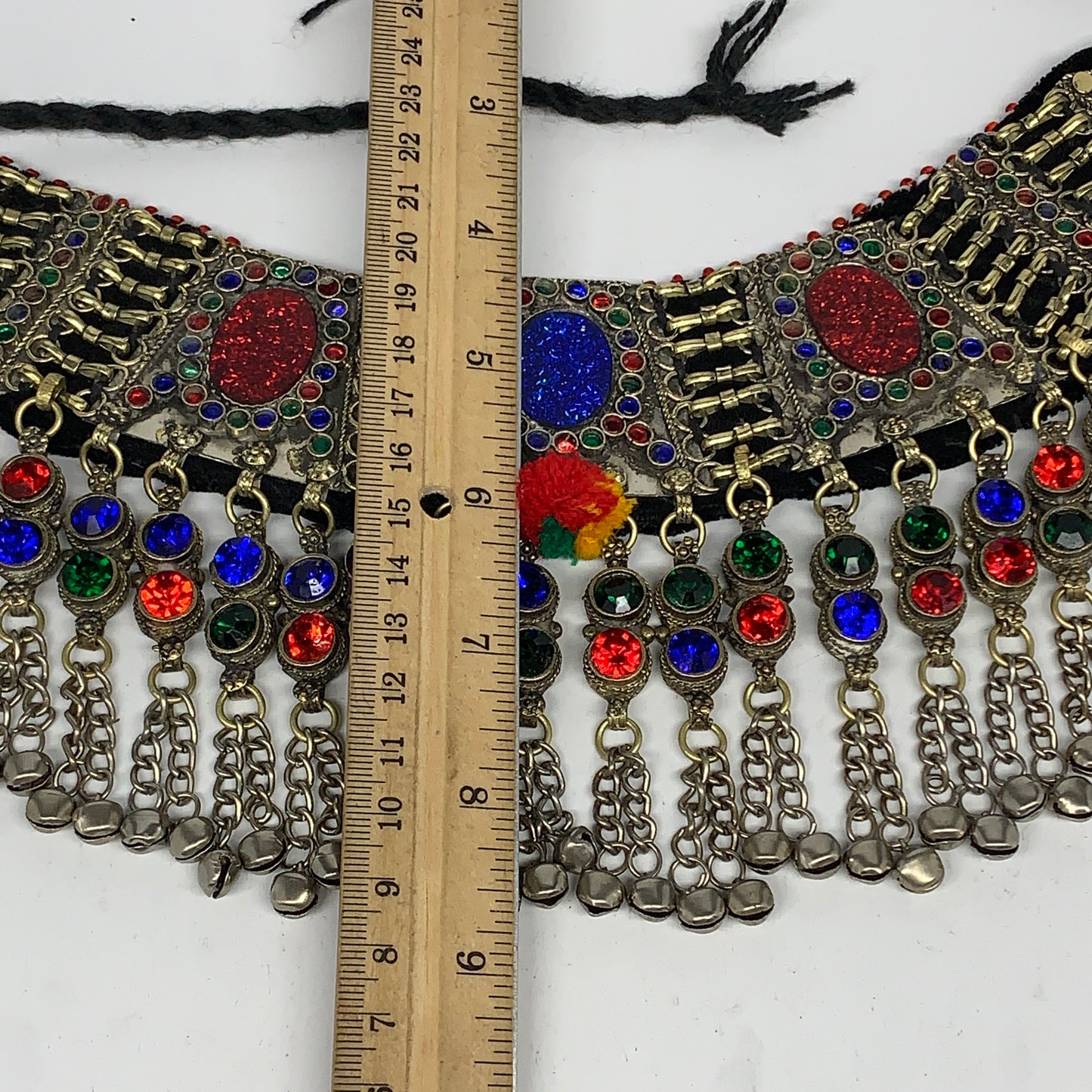255g, 12"x4.5"Kuchi Choker Necklace Multi-Color Tribal Gypsy Bohemian,B14072