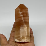394.6g, 4.1"x1.7"x1.8", Honey Calcite Point Tower Obelisk Crystal @Pakistan, B25