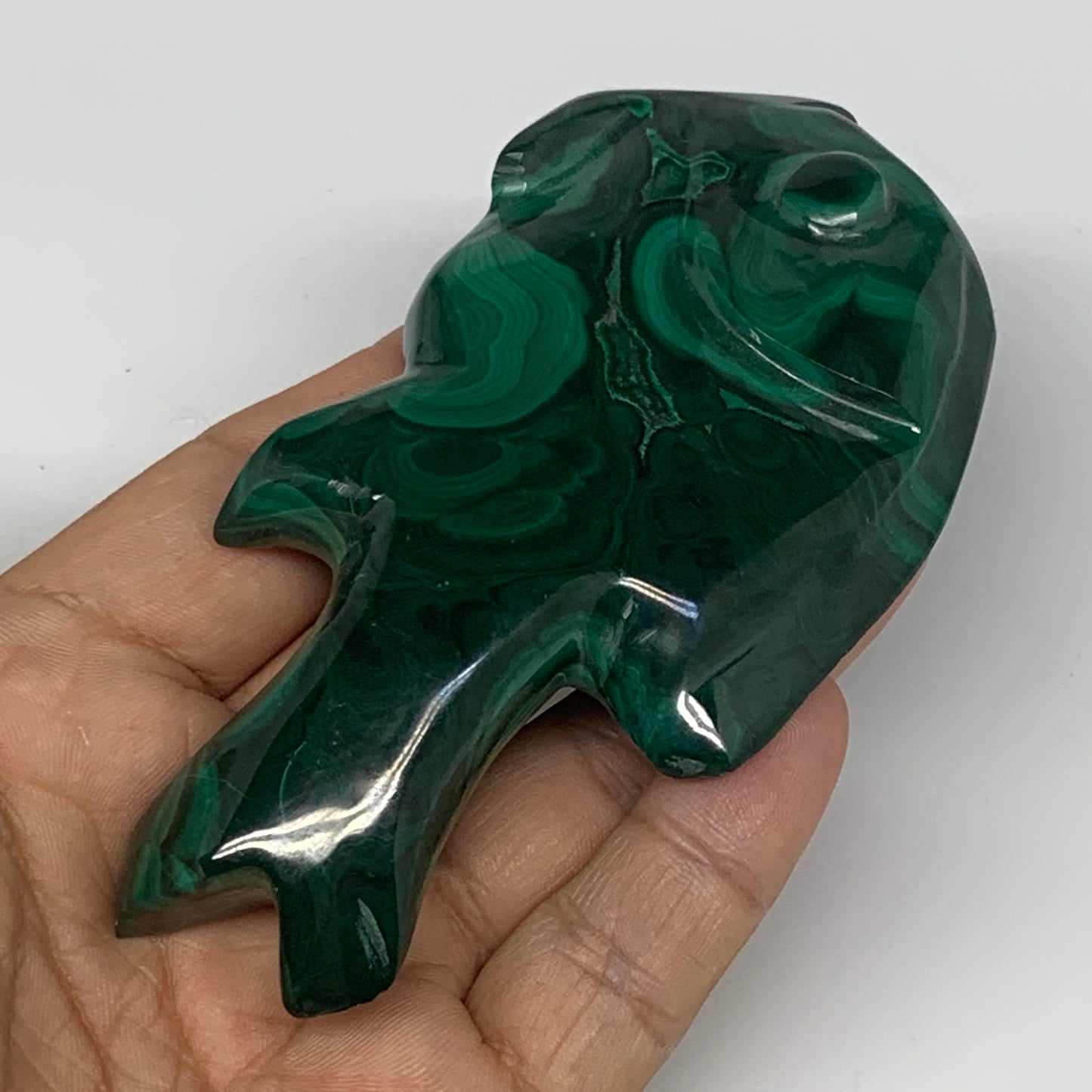 183.9g, 4.4"x2.1"x0.7" Natural Solid Malachite Fish Figurine @Congo, B7217