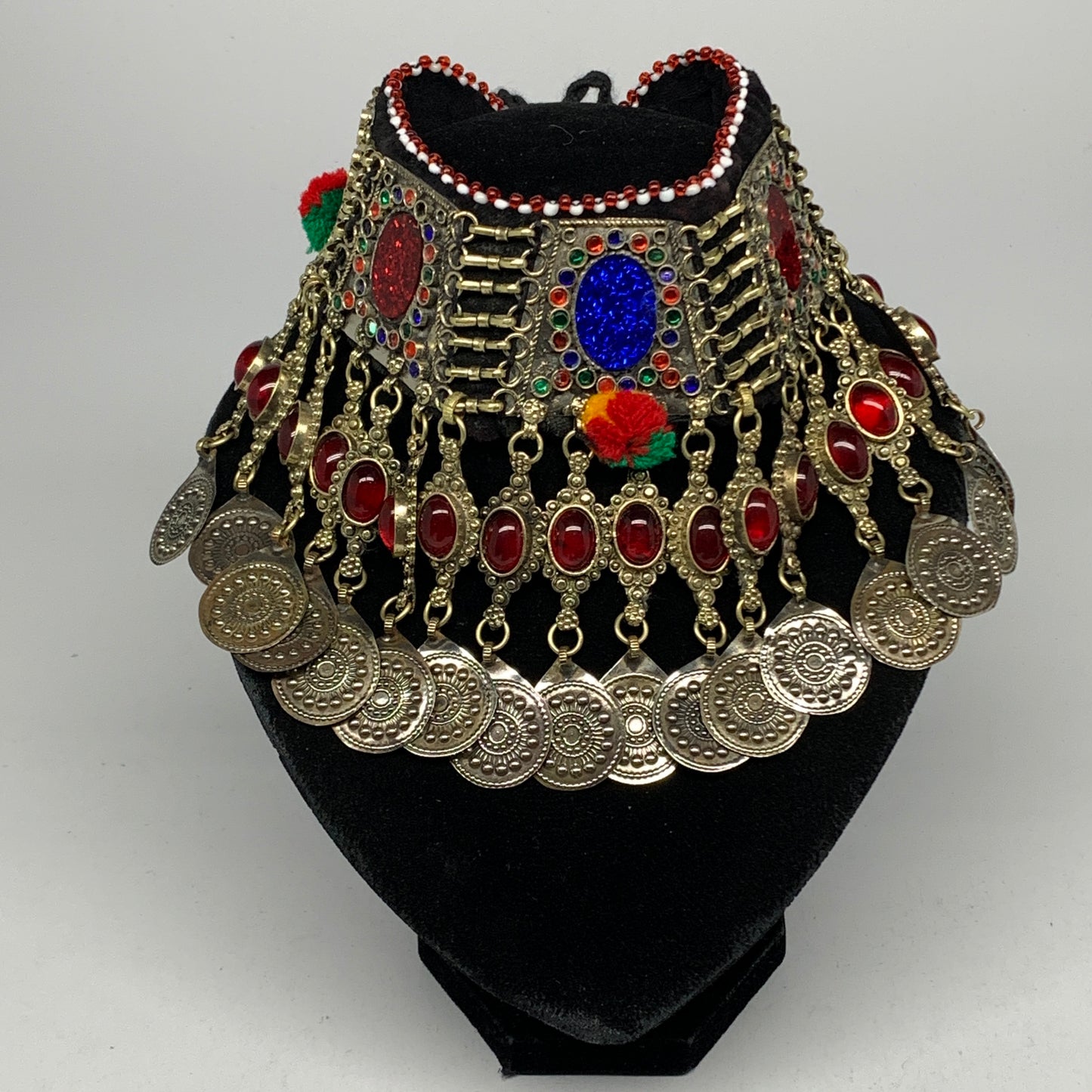 240g, 12"x5"Kuchi Choker Necklace Multi-Color Tribal Gypsy Bohemian,B14073