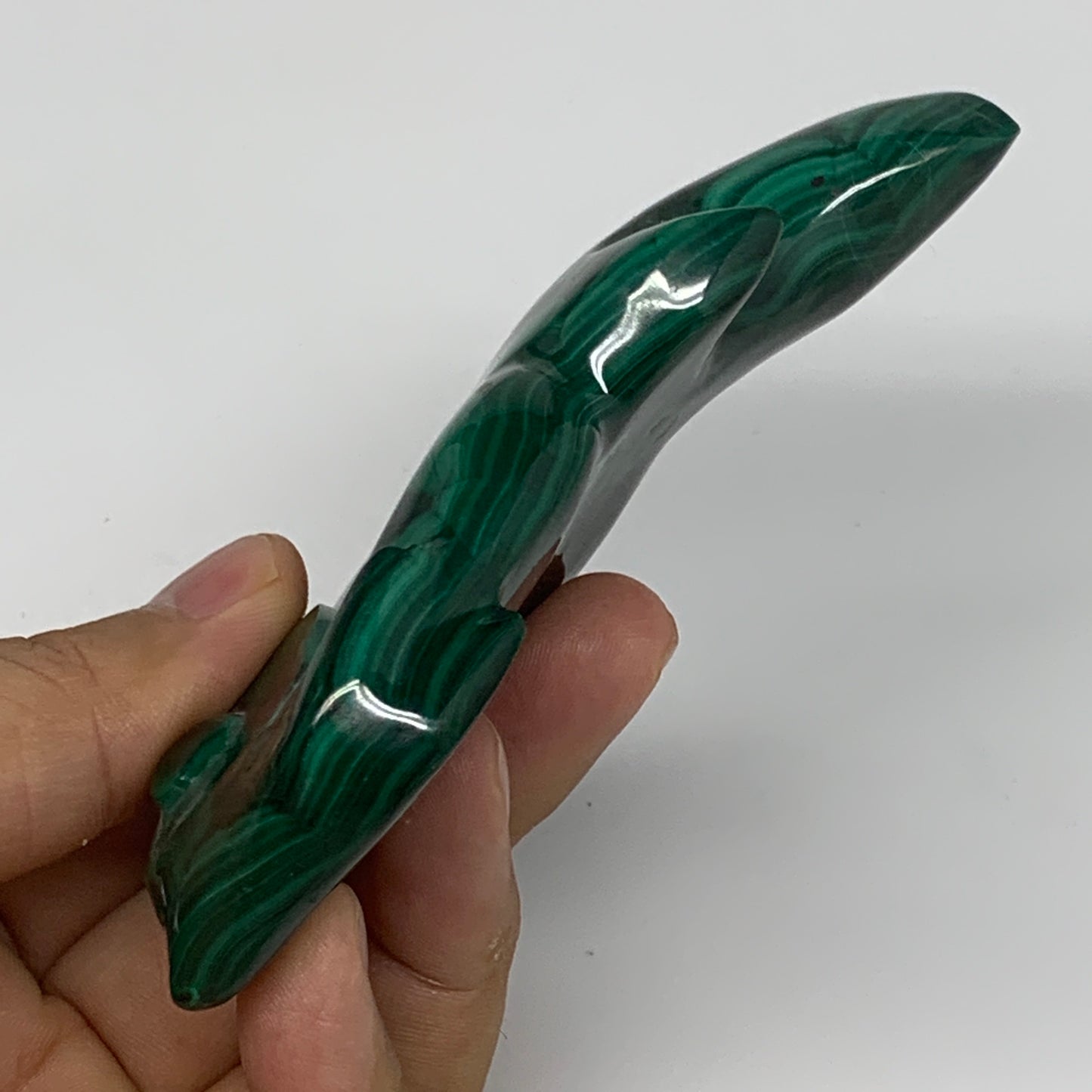 183.9g, 4.4"x2.1"x0.7" Natural Solid Malachite Fish Figurine @Congo, B7217