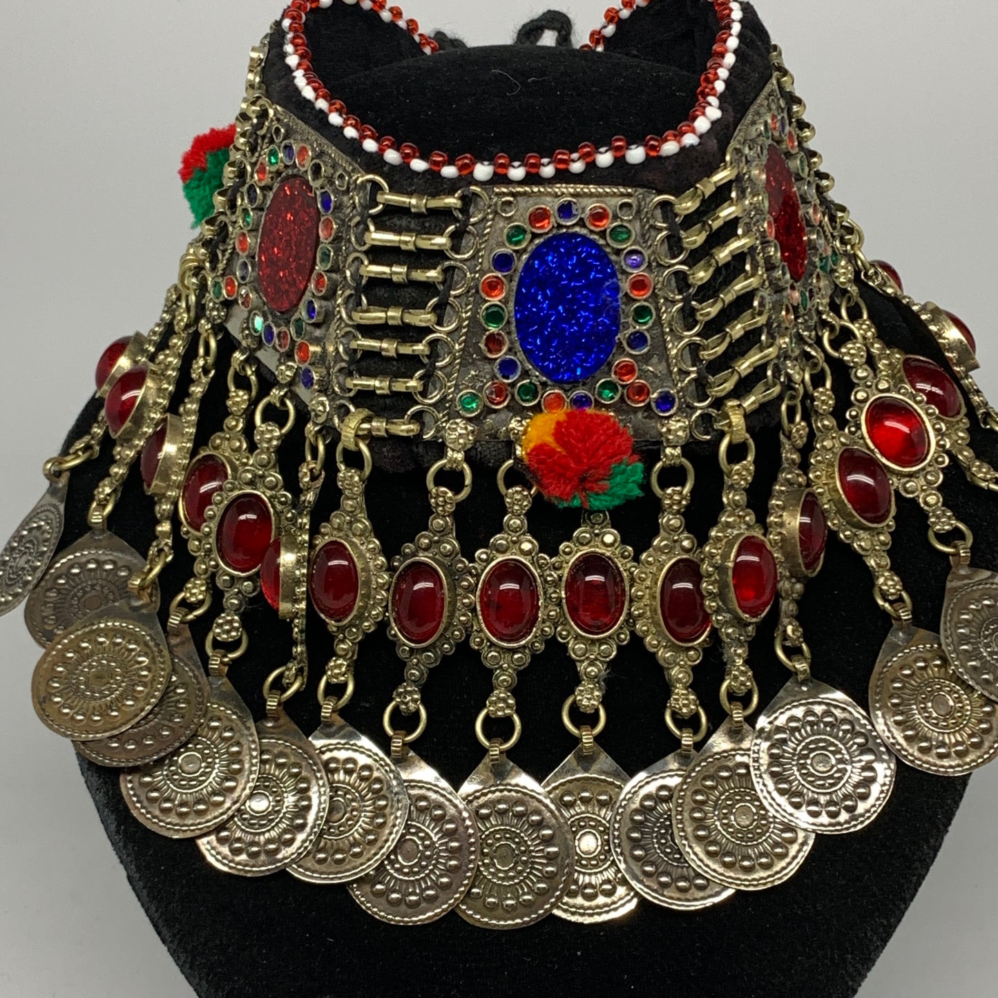 240g, 12"x5"Kuchi Choker Necklace Multi-Color Tribal Gypsy Bohemian,B14073