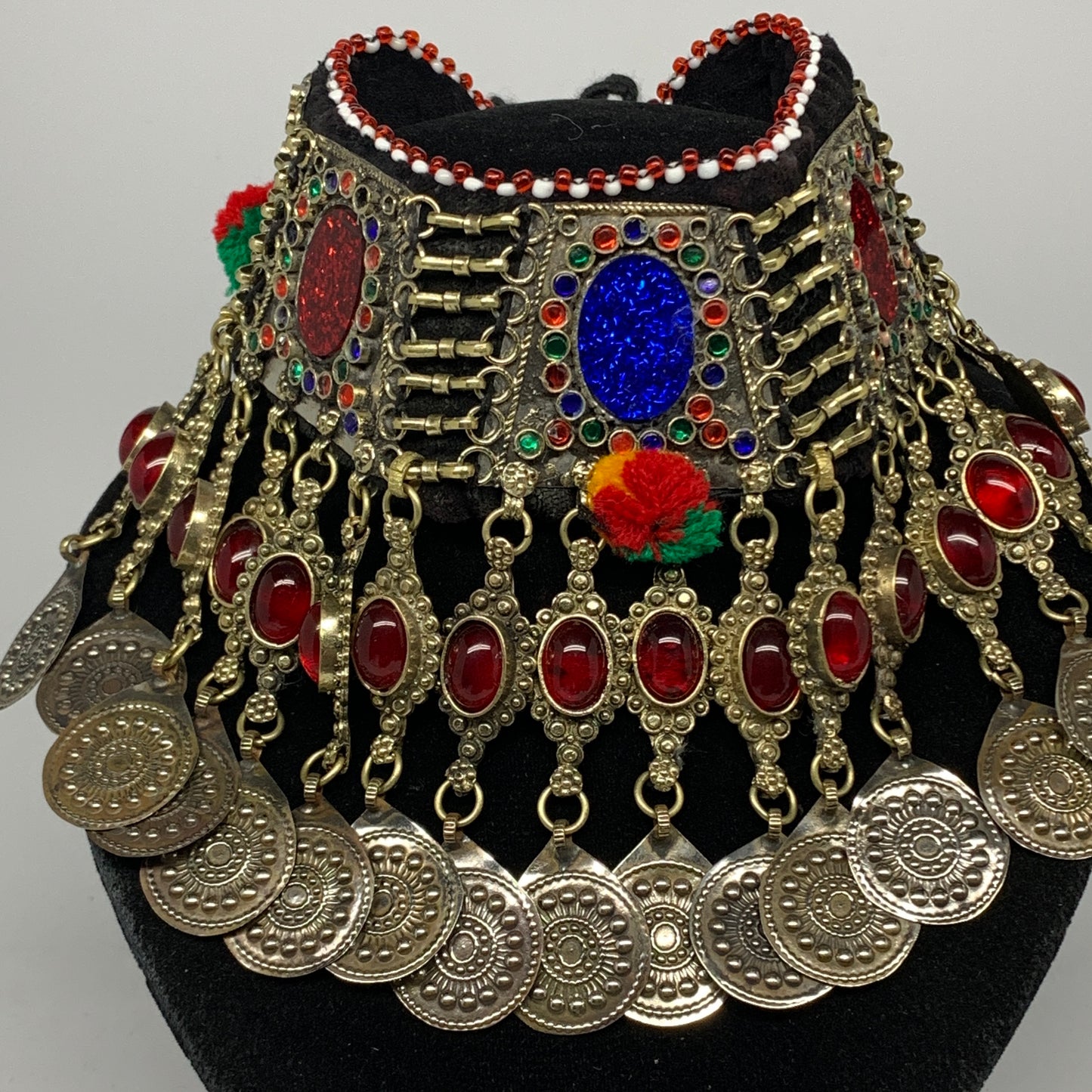 240g, 12"x5"Kuchi Choker Necklace Multi-Color Tribal Gypsy Bohemian,B14073