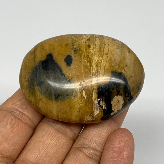 83.5g, 2.3"x1.7"x1", Yellow Ocean Jasper Palm-Stone @Madagascar, B18136