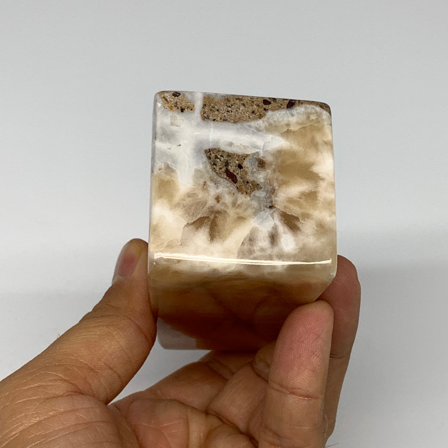 394.6g, 4.1"x1.7"x1.8", Honey Calcite Point Tower Obelisk Crystal @Pakistan, B25