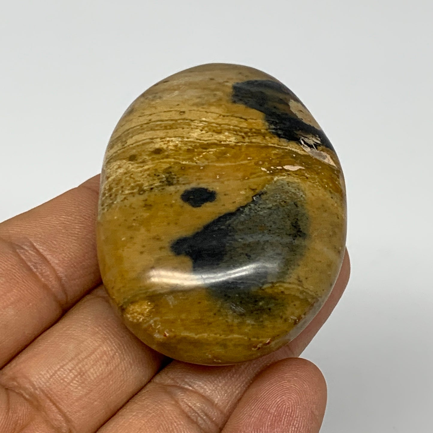 83.5g, 2.3"x1.7"x1", Yellow Ocean Jasper Palm-Stone @Madagascar, B18136