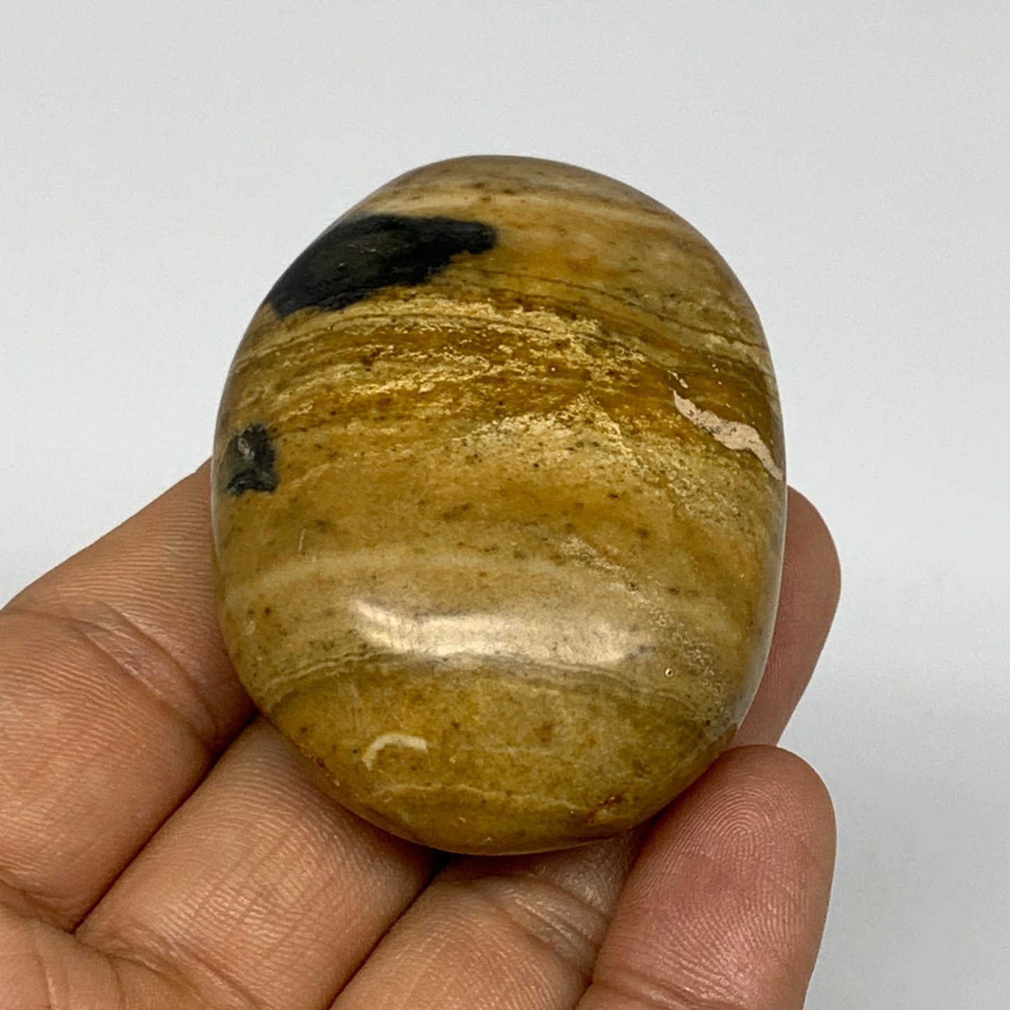83.5g, 2.3"x1.7"x1", Yellow Ocean Jasper Palm-Stone @Madagascar, B18136