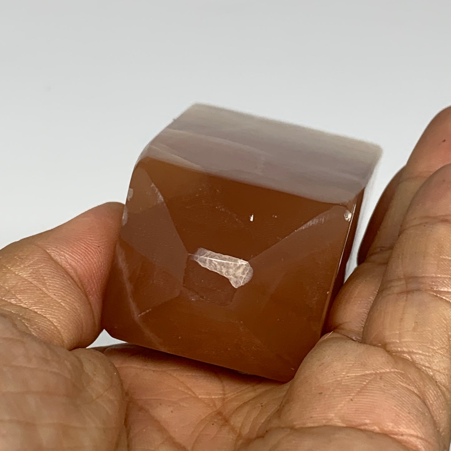 394.6g, 4.1"x1.7"x1.8", Honey Calcite Point Tower Obelisk Crystal @Pakistan, B25