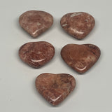 98.5g,1.1"- 1.3", 5pcs, Red Jasper Heart Polished Healing Home Decor, B26947
