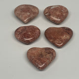 98.5g,1.1"- 1.3", 5pcs, Red Jasper Heart Polished Healing Home Decor, B26947