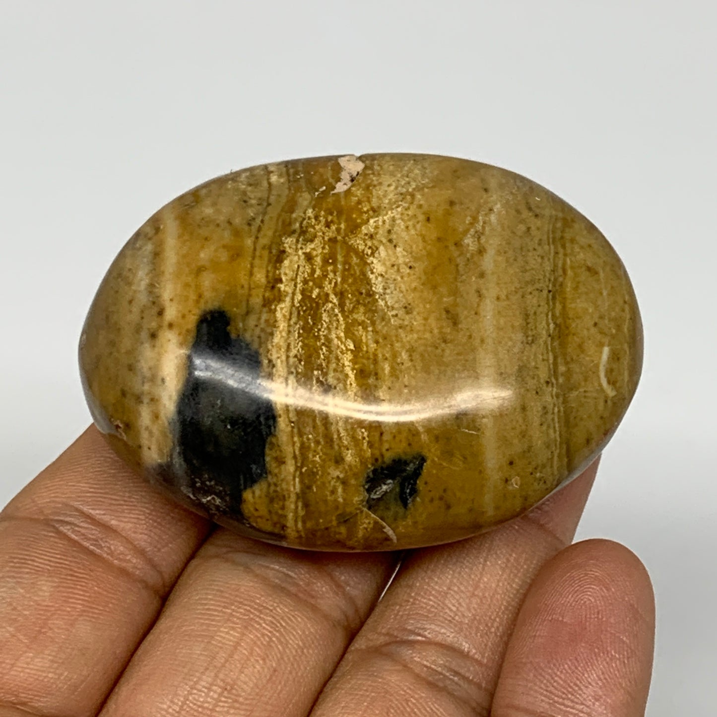 83.5g, 2.3"x1.7"x1", Yellow Ocean Jasper Palm-Stone @Madagascar, B18136