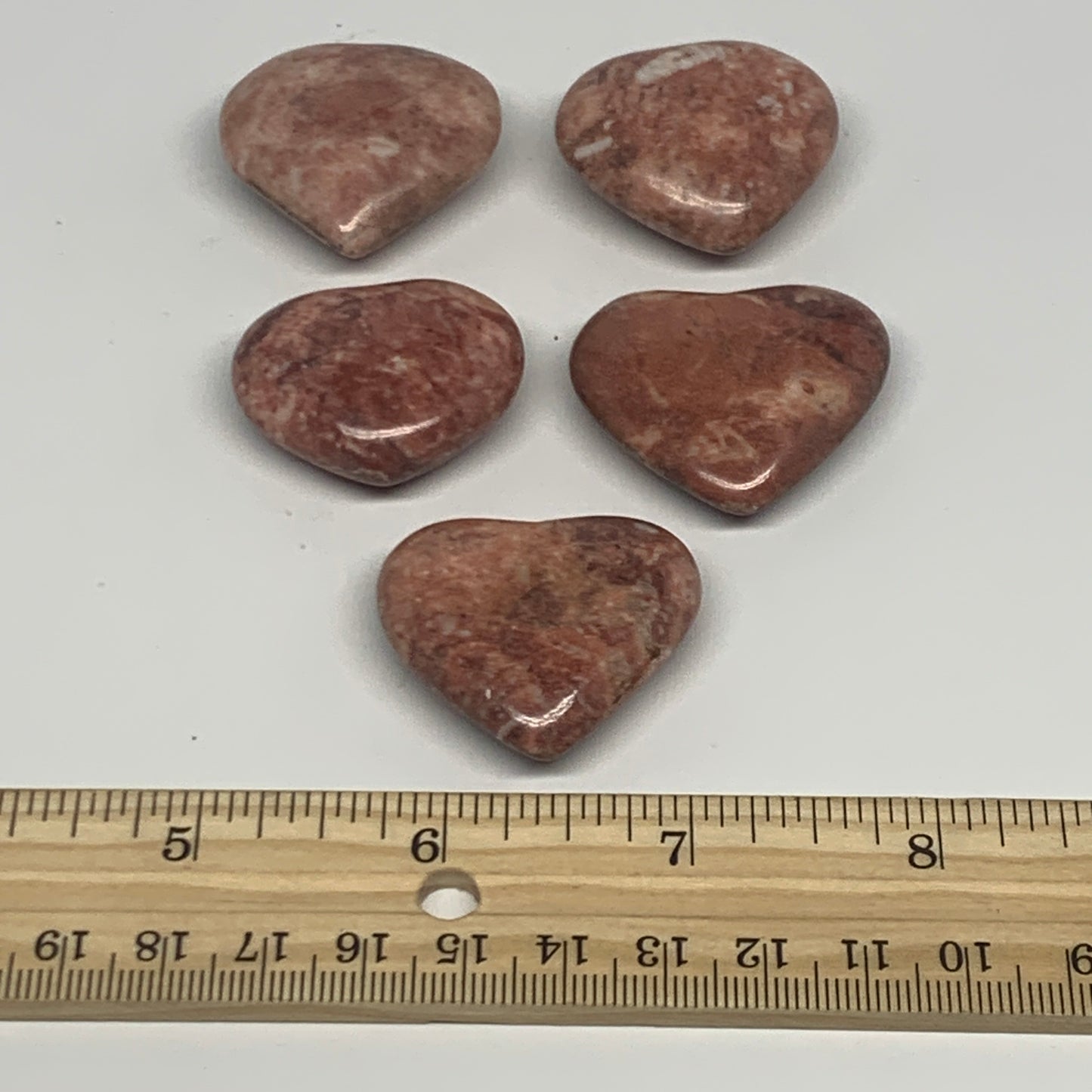 98.5g,1.1"- 1.3", 5pcs, Red Jasper Heart Polished Healing Home Decor, B26947