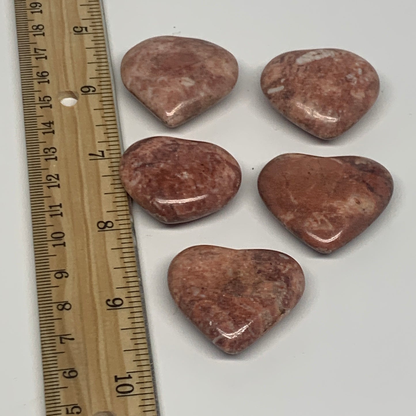 98.5g,1.1"- 1.3", 5pcs, Red Jasper Heart Polished Healing Home Decor, B26947