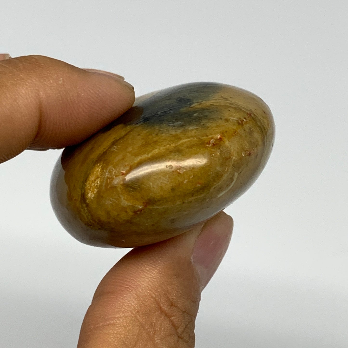 83.5g, 2.3"x1.7"x1", Yellow Ocean Jasper Palm-Stone @Madagascar, B18136