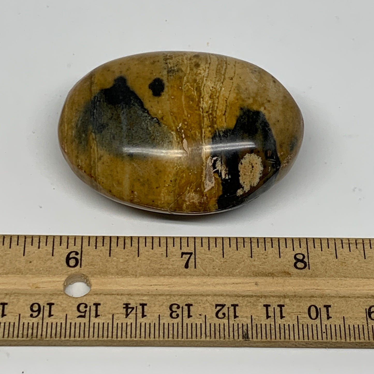 83.5g, 2.3"x1.7"x1", Yellow Ocean Jasper Palm-Stone @Madagascar, B18136