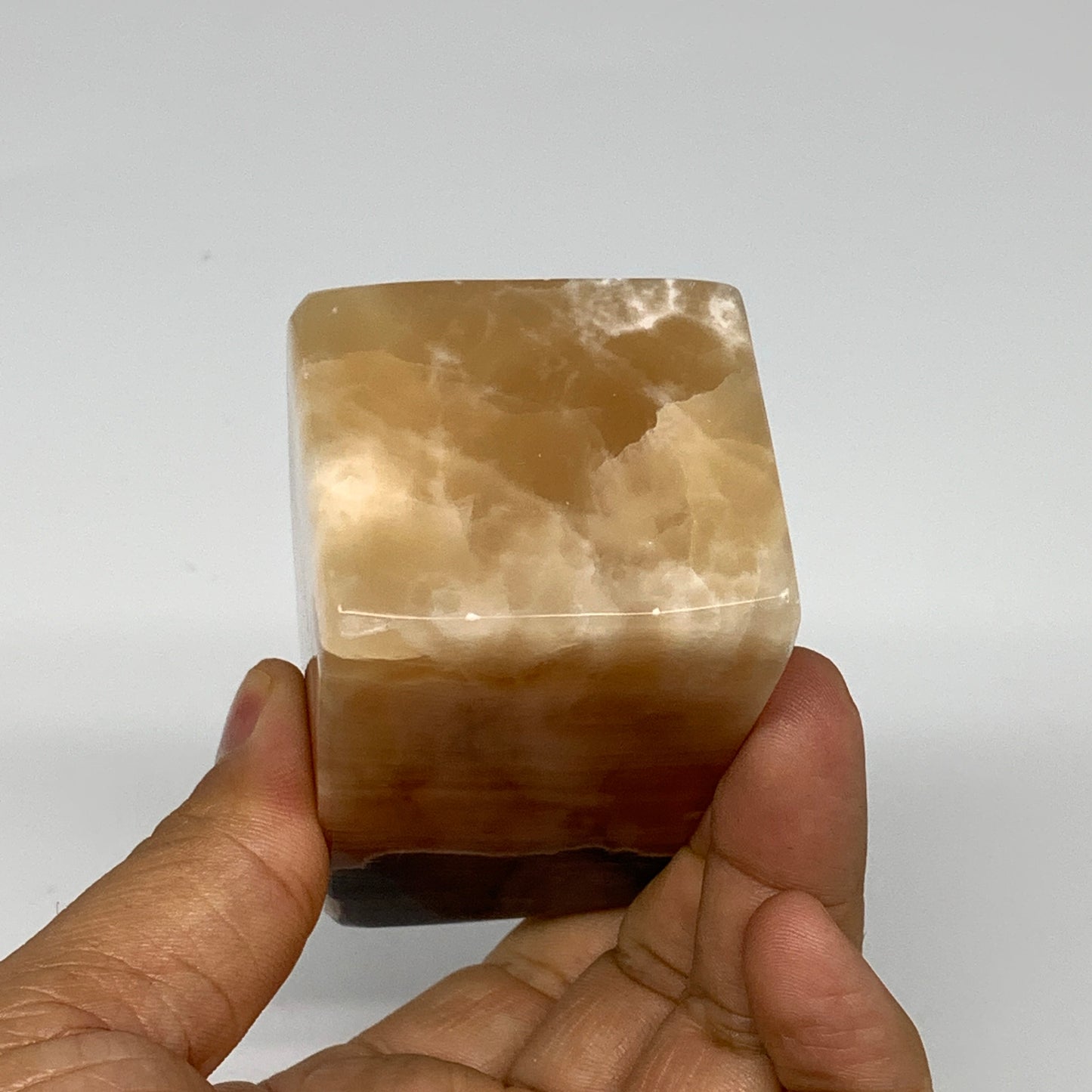 325g, 3.8"x1.7"x1.5", Honey Calcite Point Tower Obelisk Crystal @Pakistan, B2530