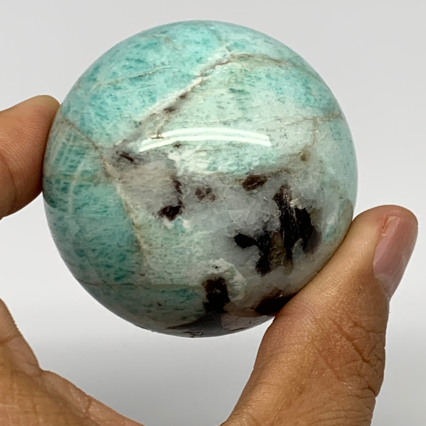 195.4g, 2.1" Amazonite Sphere Ball Gemstone from Madagascar, B15810