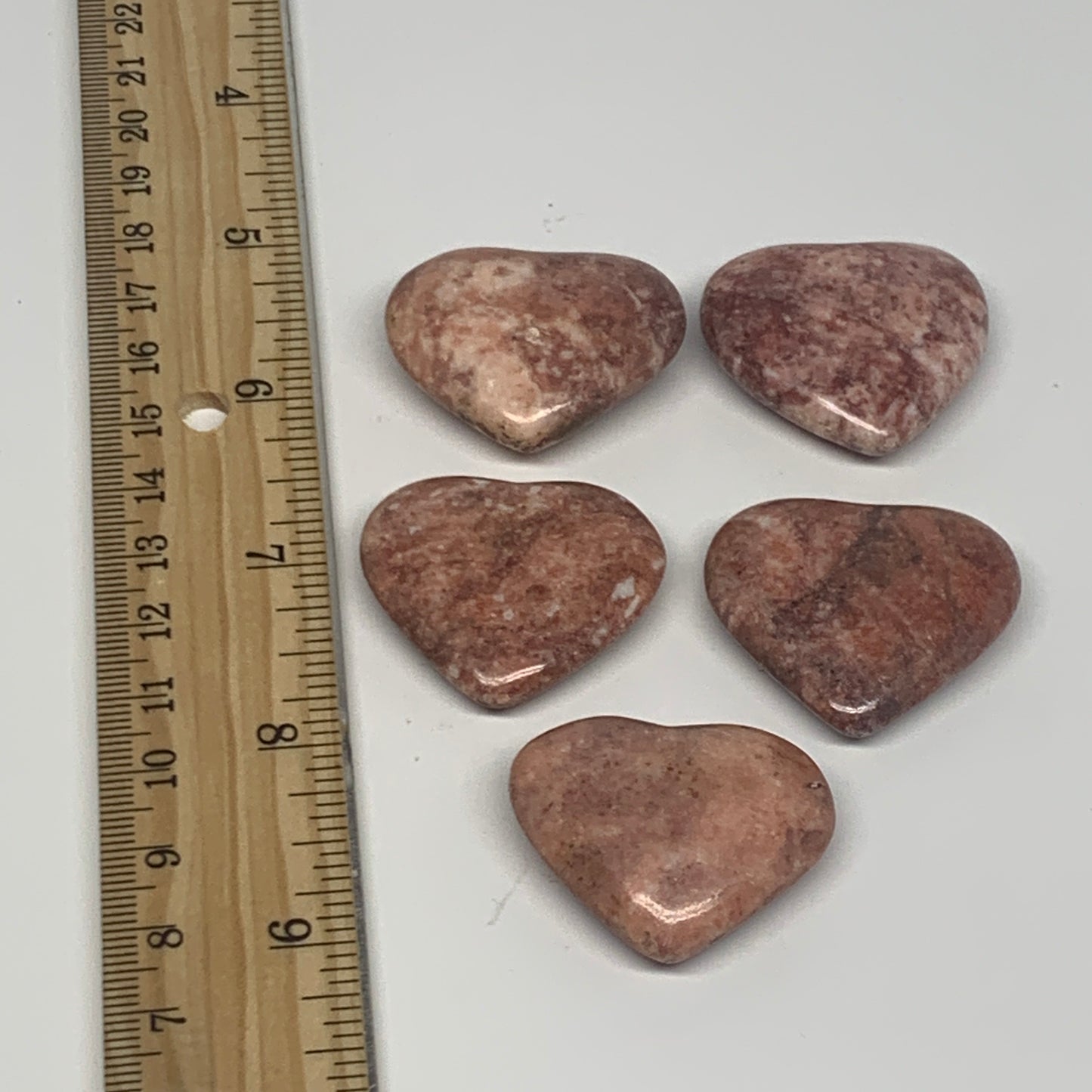79.5g,1.1"- 1.3", 5pcs, Red Jasper Heart Polished Healing Home Decor, B26948