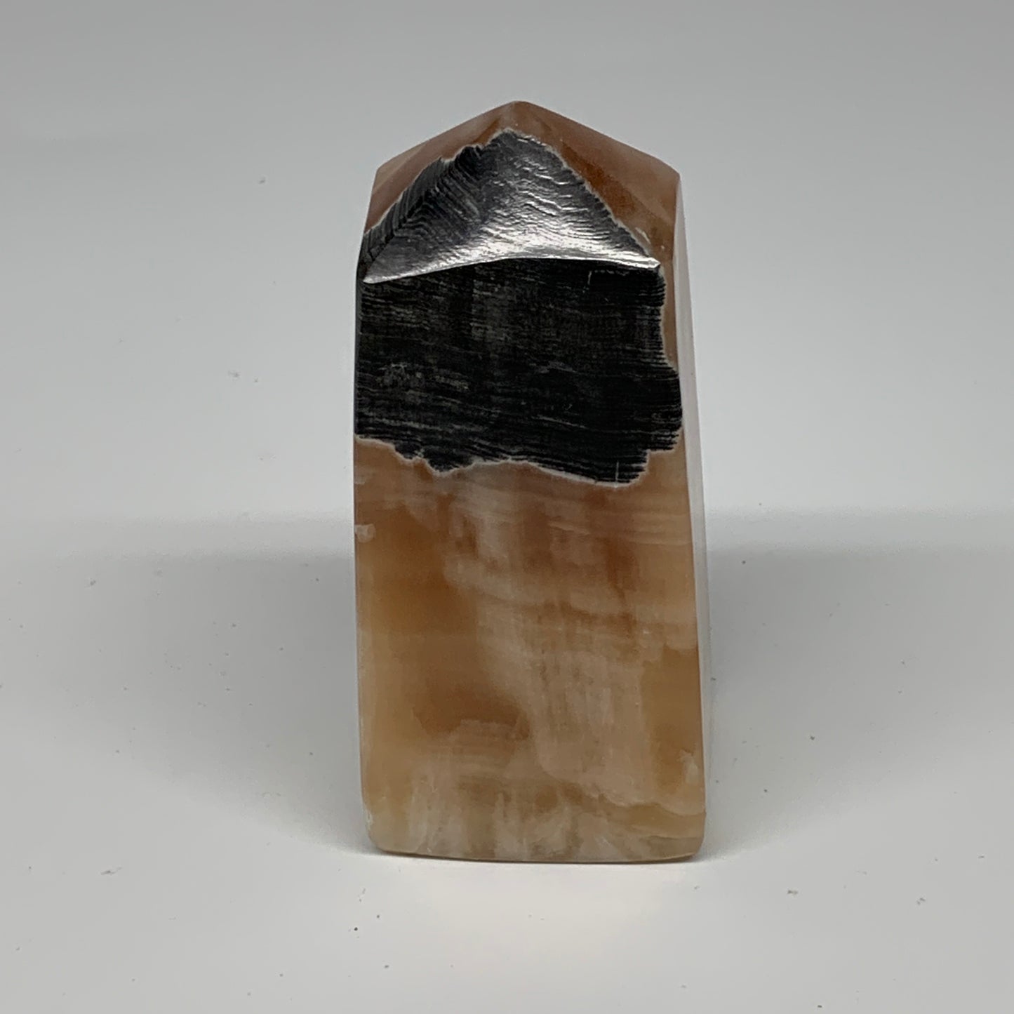 325g, 3.8"x1.7"x1.5", Honey Calcite Point Tower Obelisk Crystal @Pakistan, B2530