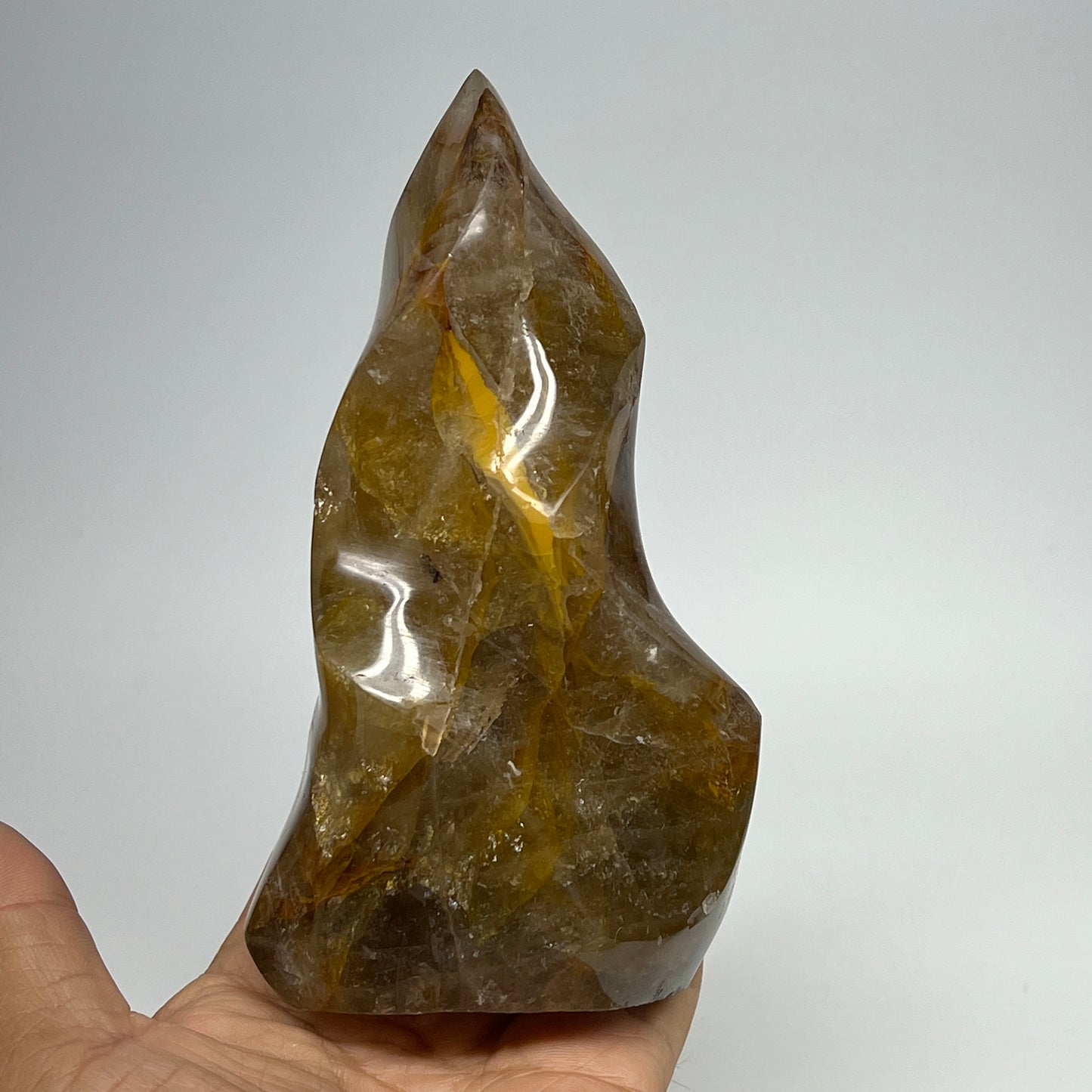 585g,5.7"x3.2"x1.9" Red Hematoid Quartz Flame Crystal @Madagascar, B19552