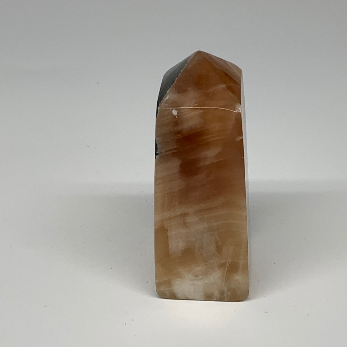 325g, 3.8"x1.7"x1.5", Honey Calcite Point Tower Obelisk Crystal @Pakistan, B2530