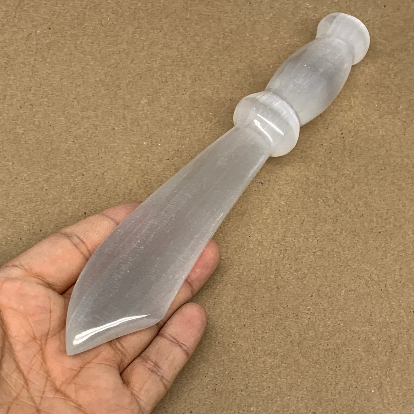 187.2g,8.5"x1.3"x0.9"Natural Selenite Crystal Knife (Satin Spar) @Morocco,B9186