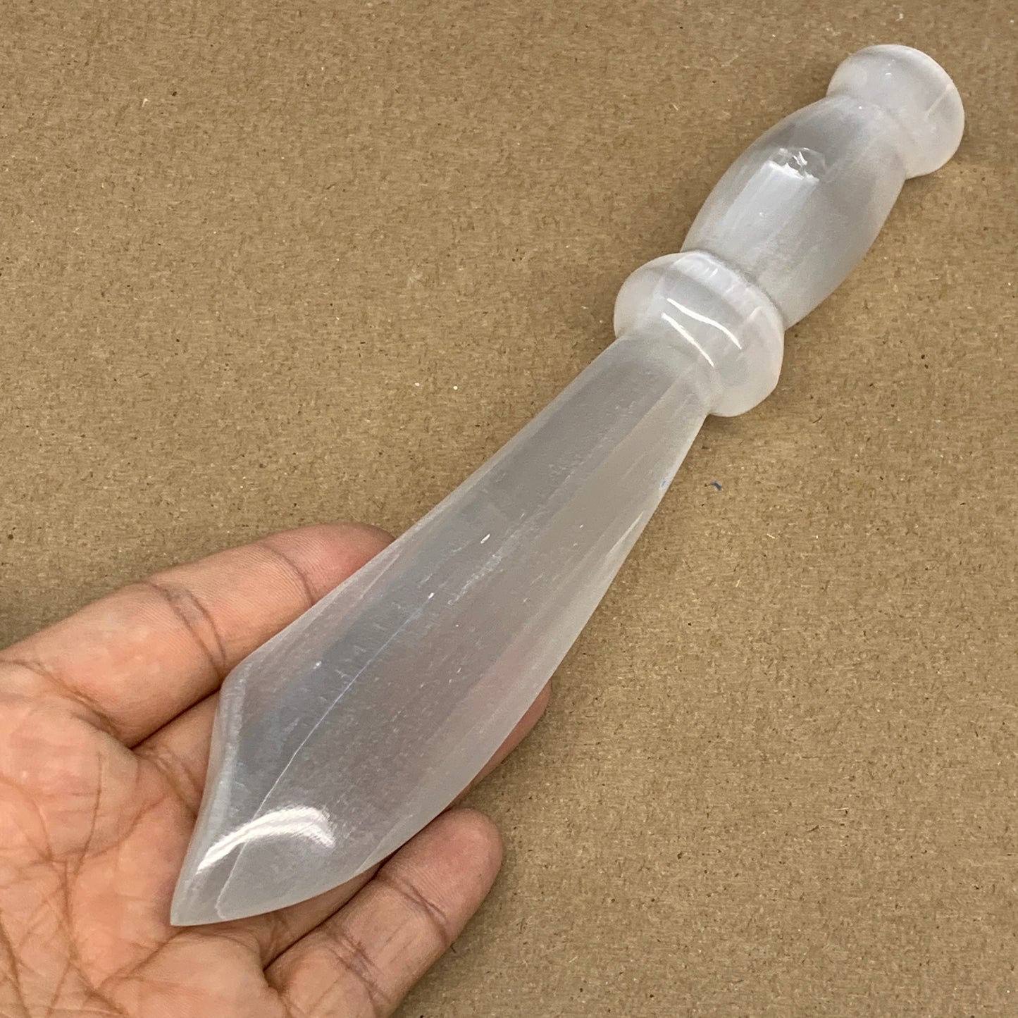 187.2g,8.5"x1.3"x0.9"Natural Selenite Crystal Knife (Satin Spar) @Morocco,B9186