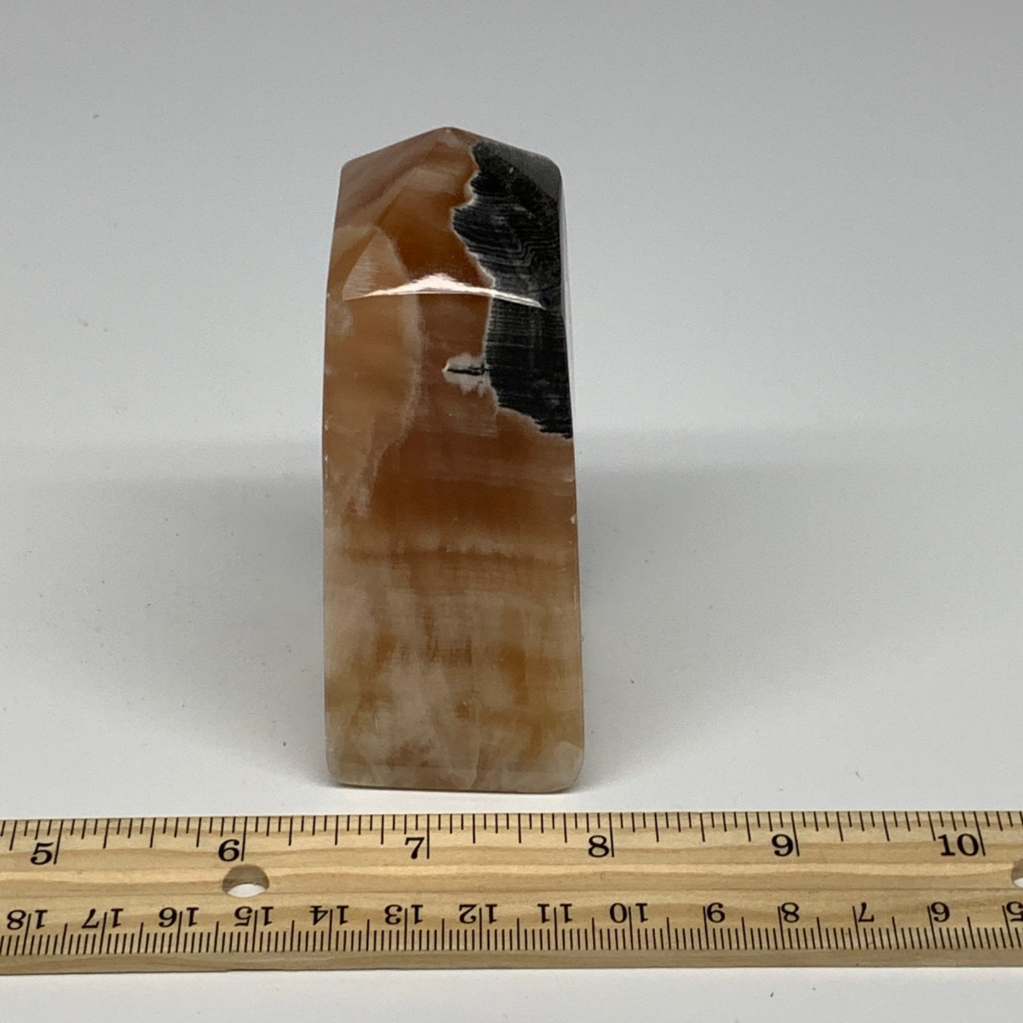 325g, 3.8"x1.7"x1.5", Honey Calcite Point Tower Obelisk Crystal @Pakistan, B2530