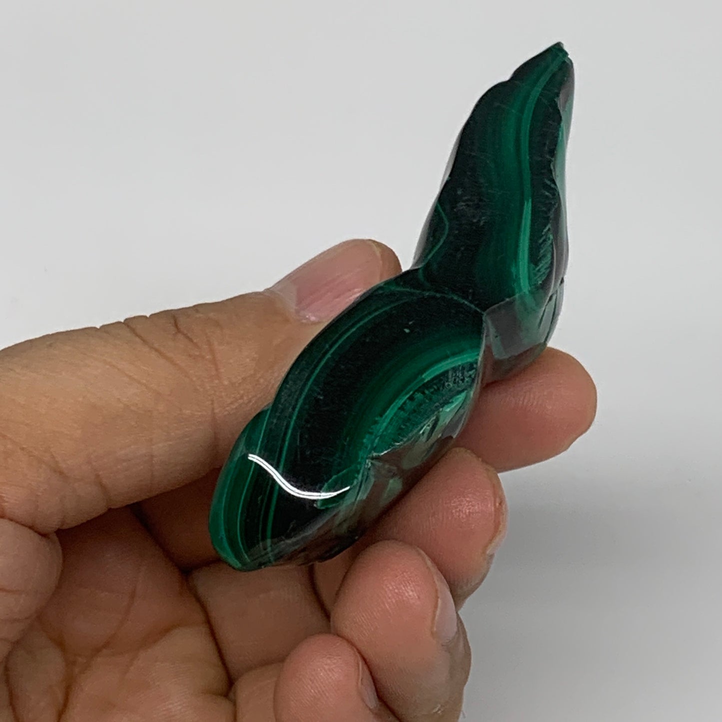 82.5g, 2.9"x1.4"x0.6" Natural Solid Malachite Fish Figurine @Congo, B7219