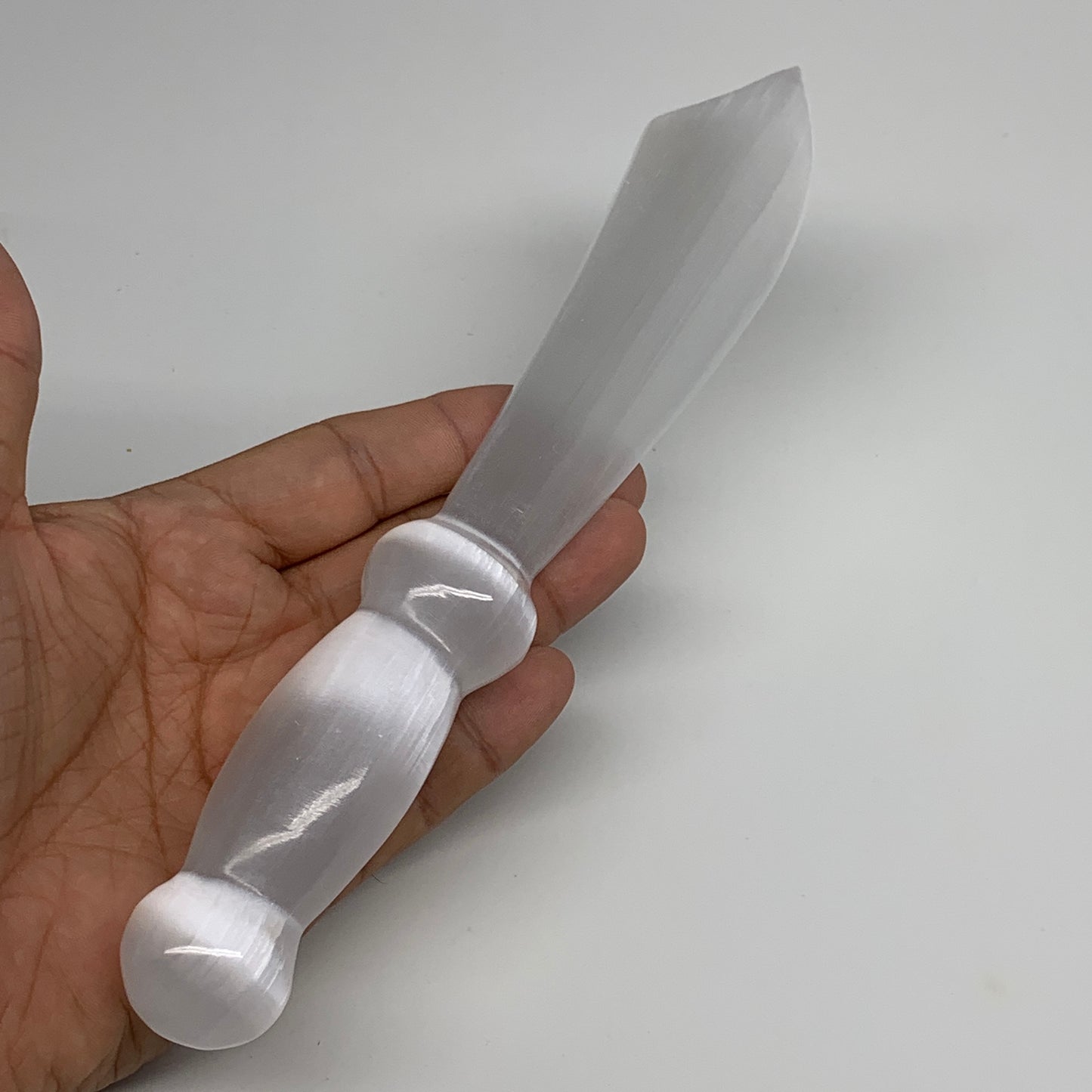 187.2g,8.5"x1.3"x0.9"Natural Selenite Crystal Knife (Satin Spar) @Morocco,B9186