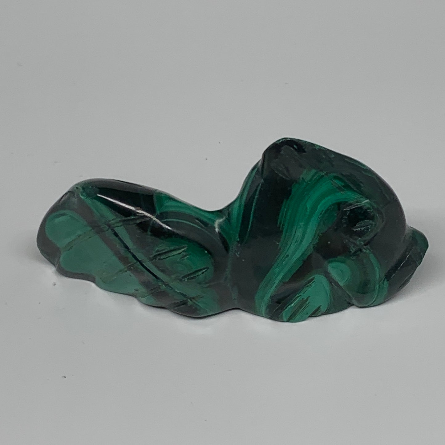82.5g, 2.9"x1.4"x0.6" Natural Solid Malachite Fish Figurine @Congo, B7219
