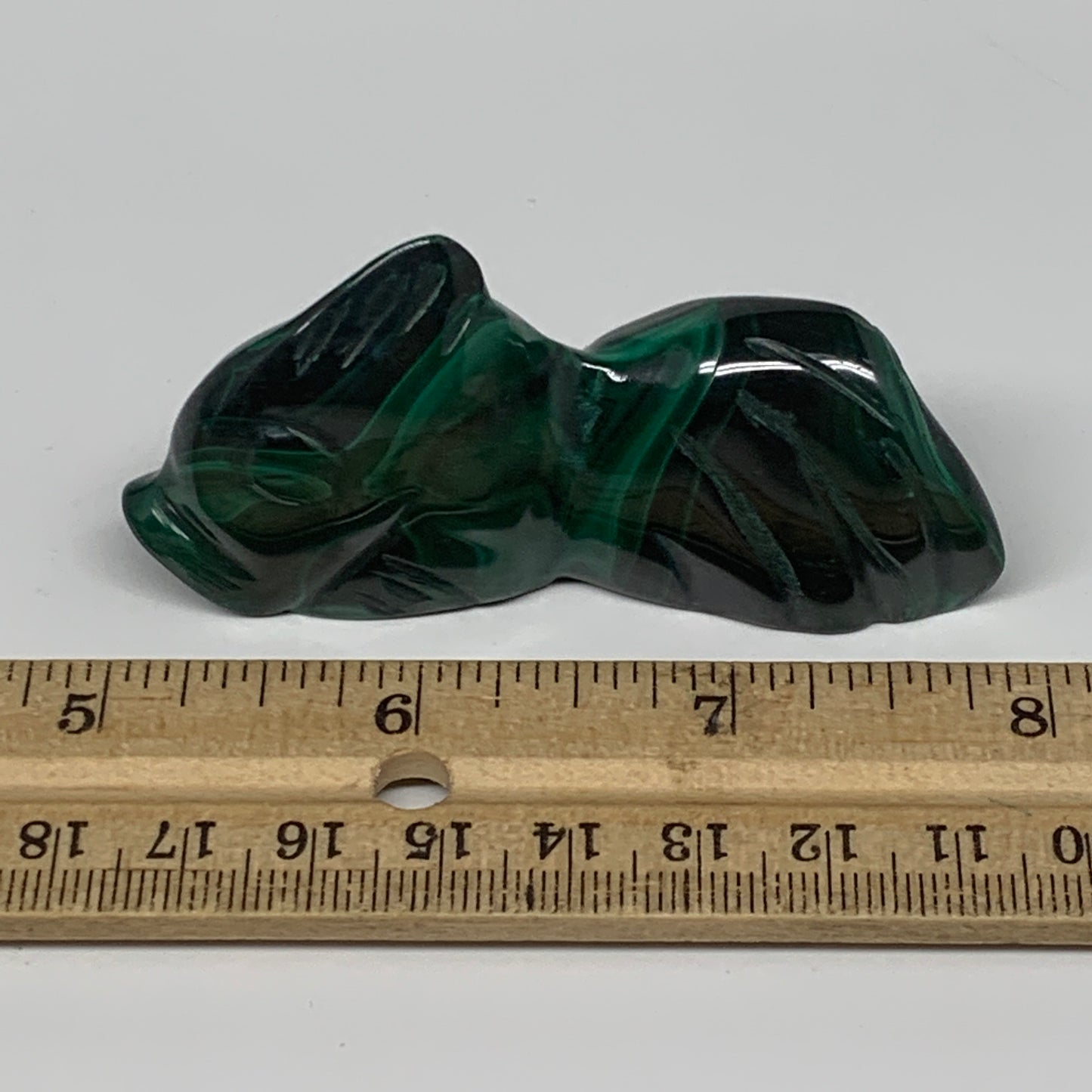 82.5g, 2.9"x1.4"x0.6" Natural Solid Malachite Fish Figurine @Congo, B7219