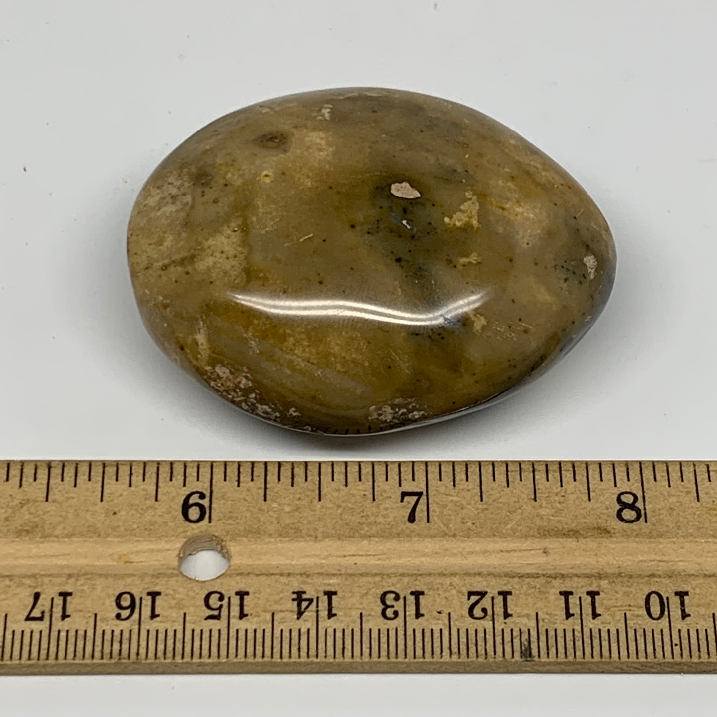 90.6g, 2.4"x1.9"x1", Yellow Ocean Jasper Palm-Stone @Madagascar, B18137