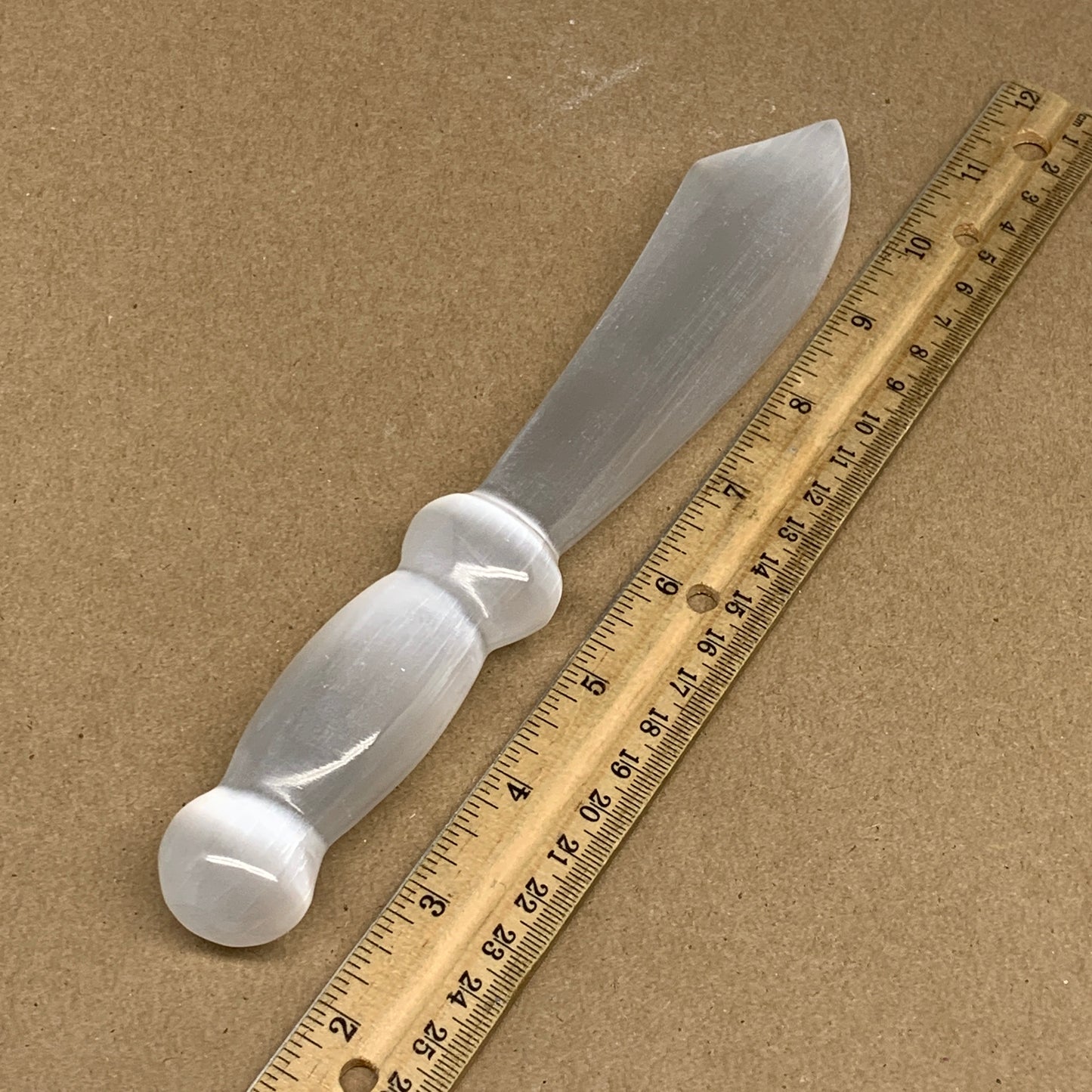 187.2g,8.5"x1.3"x0.9"Natural Selenite Crystal Knife (Satin Spar) @Morocco,B9186